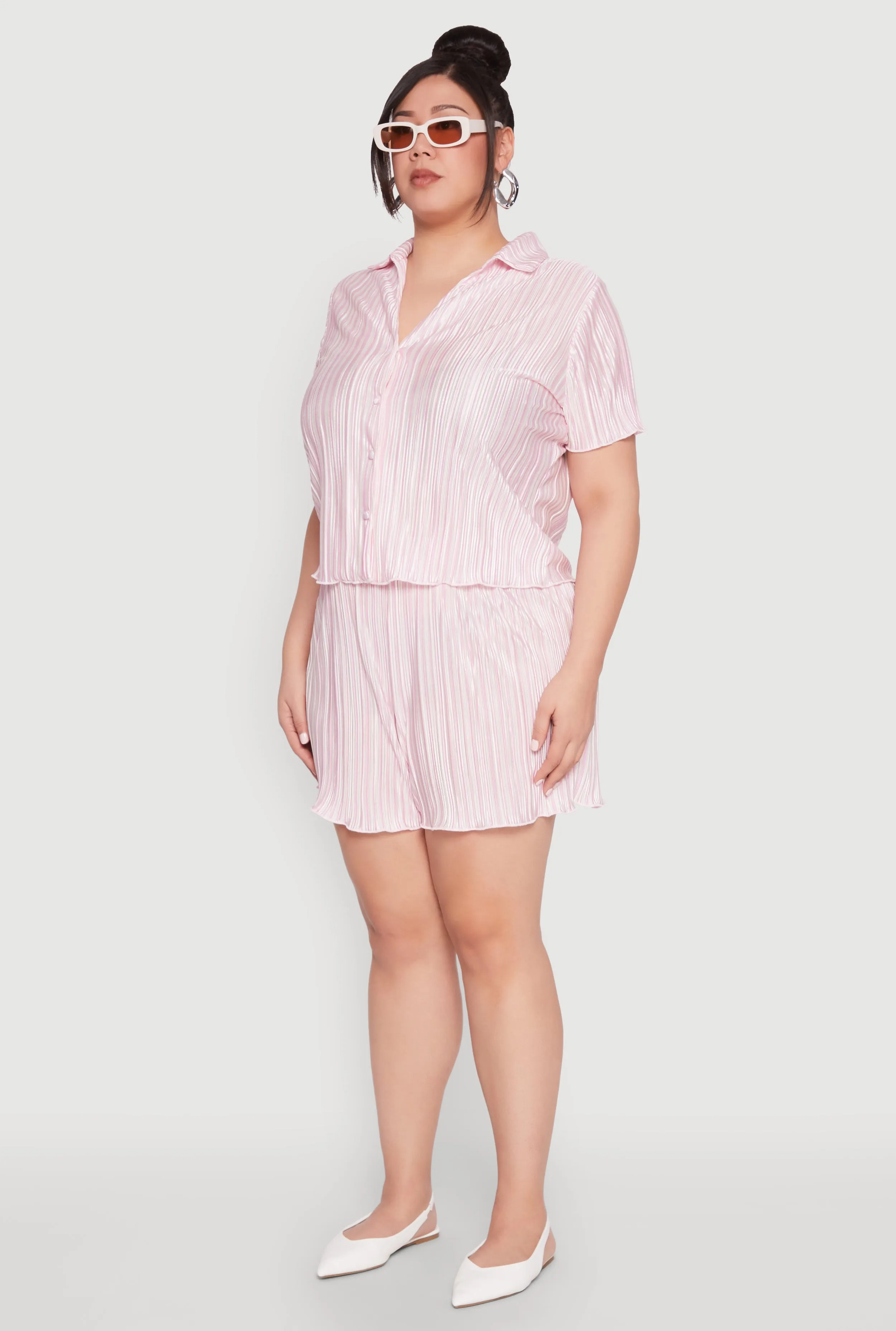 Plus Size Almost Famous Plisse Striped Shirt sold by Rainbow product image thumbnail 5