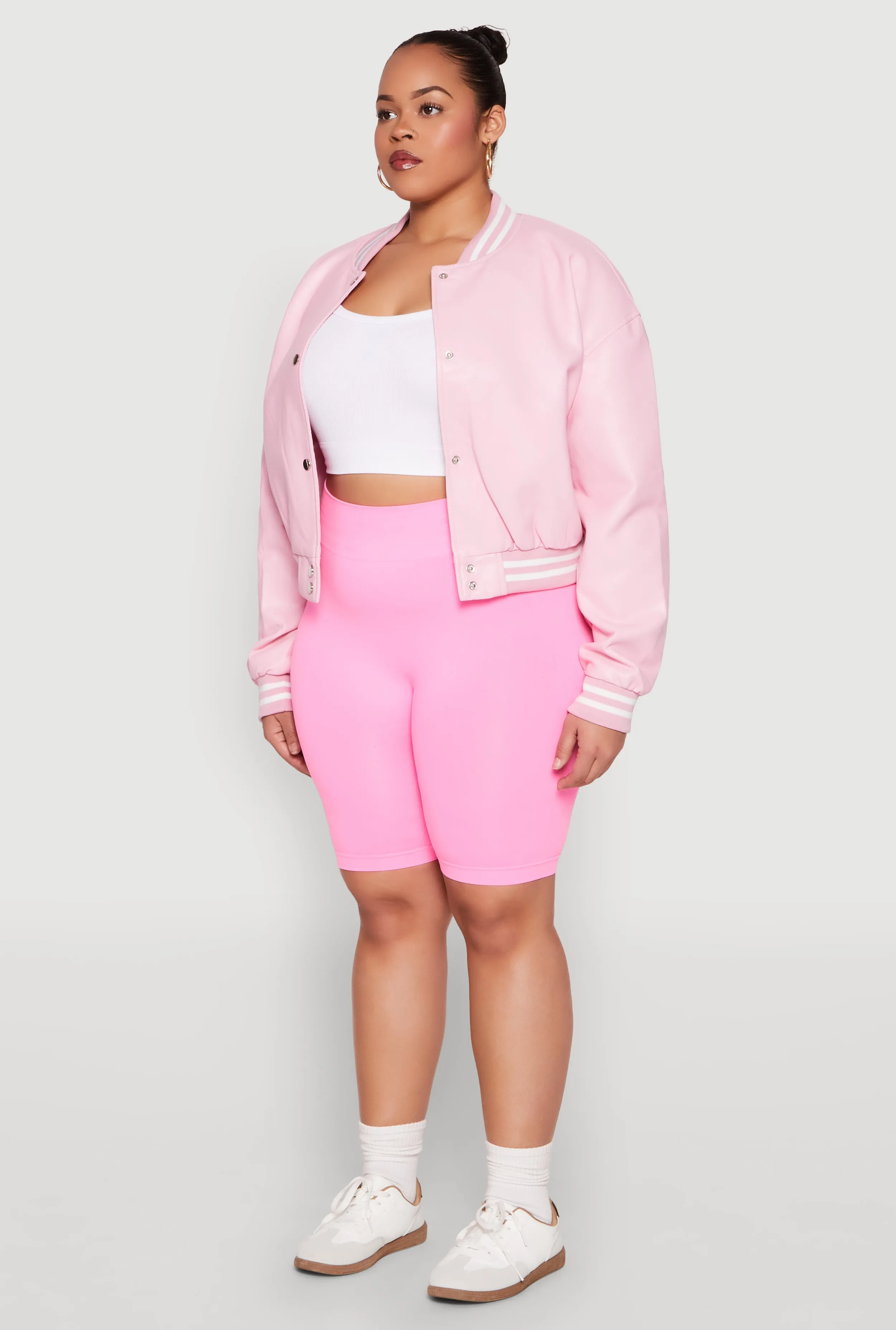 Plus Size Daisy Faux Leather Varsity Jacket sold by Rainbow product image thumbnail 5