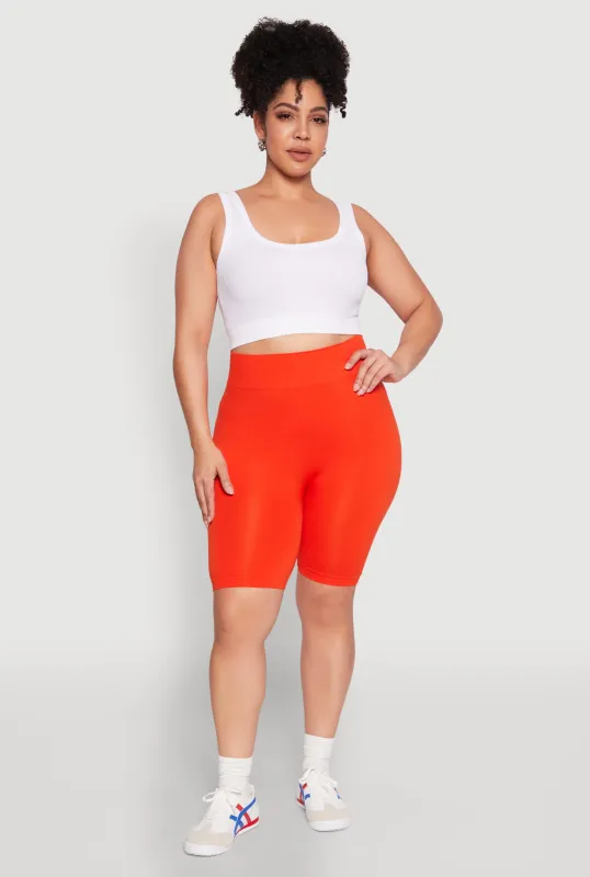 Plus Size High Waist Seamless Biker Shorts sold by Rainbow