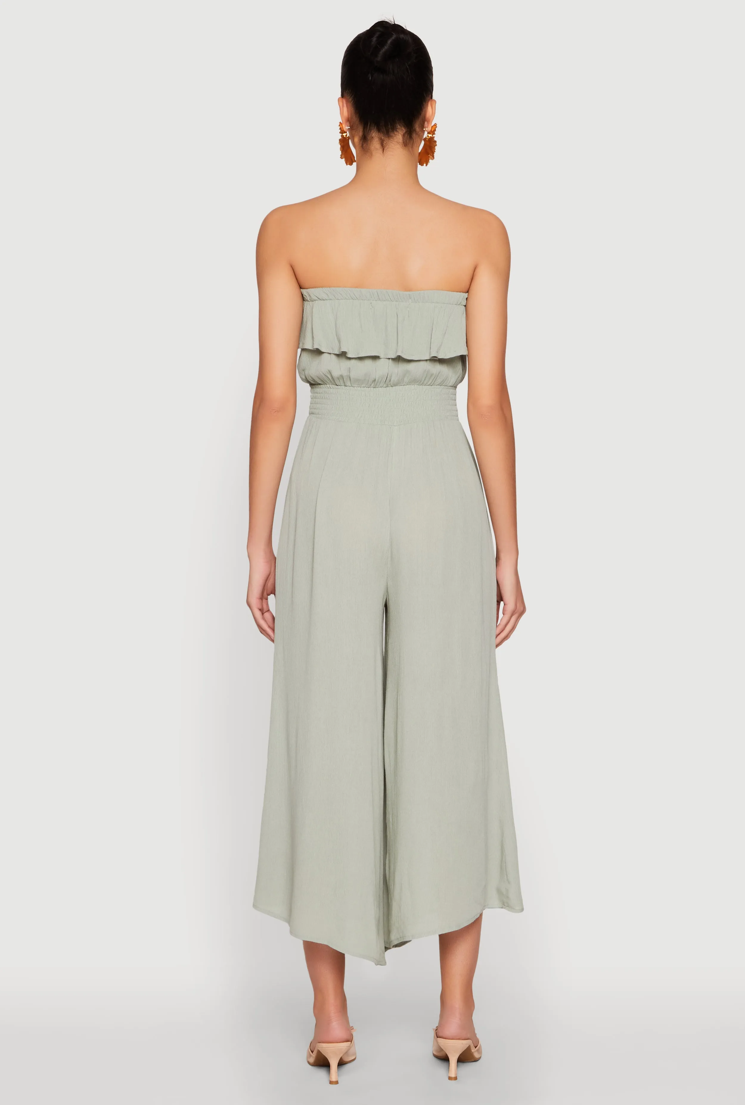 Almost Famous Ruffle Overlay Smocked Waist Jumpsuit sold by Rainbow product image thumbnail 5