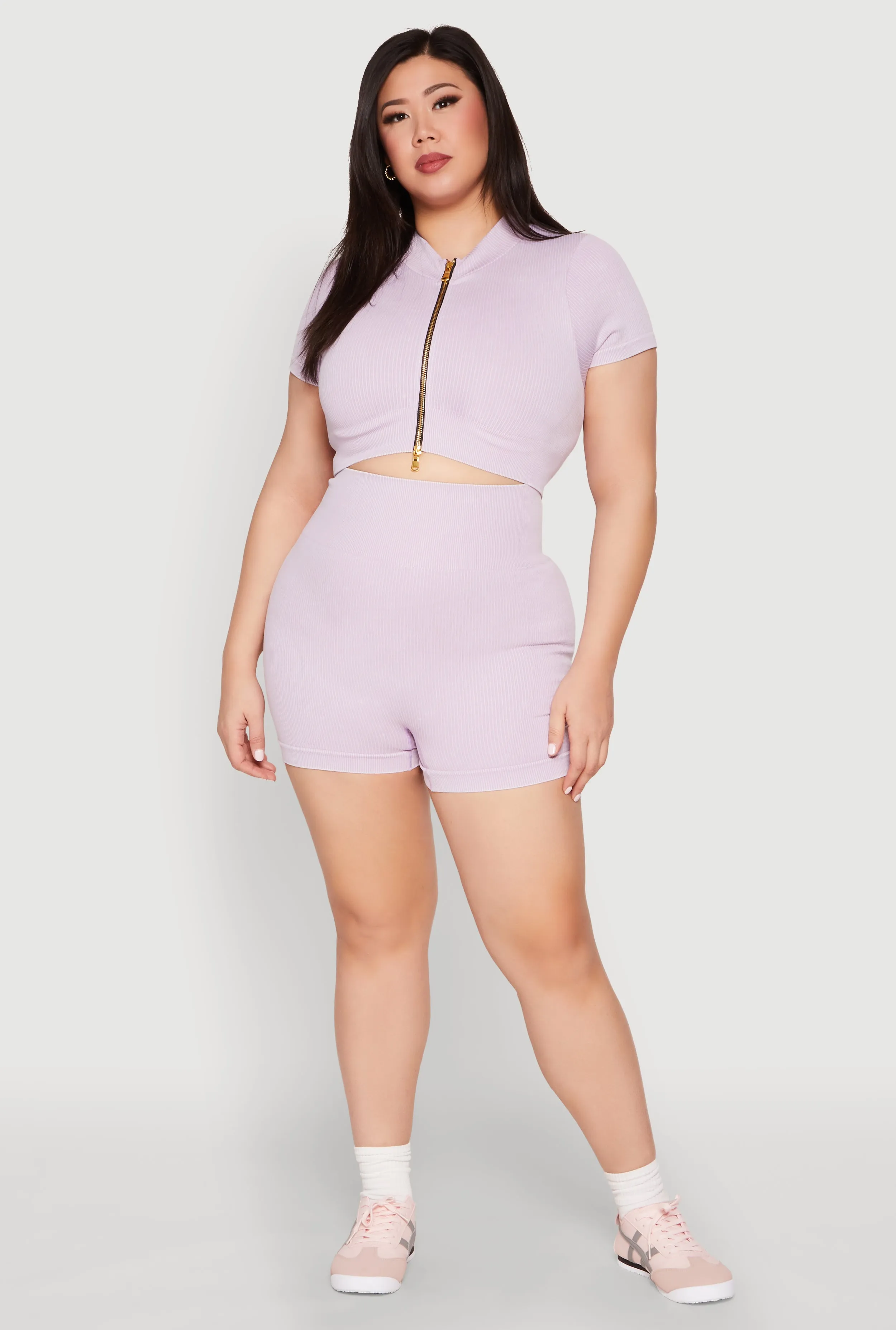 Plus Size Daisy Mineral Wash Seamless Zip Front Top sold by Rainbow product image thumbnail 3