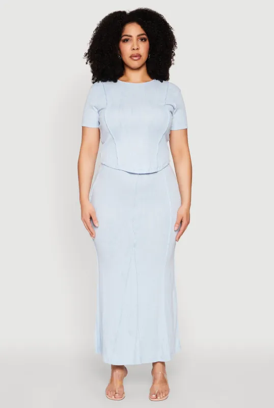 Plus Size Mineral Wash Mermaid Skirt sold by Rainbow