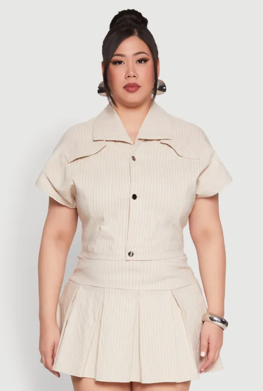 Plus Size Pinstripe Hyperstretch Crop Top sold by Rainbow