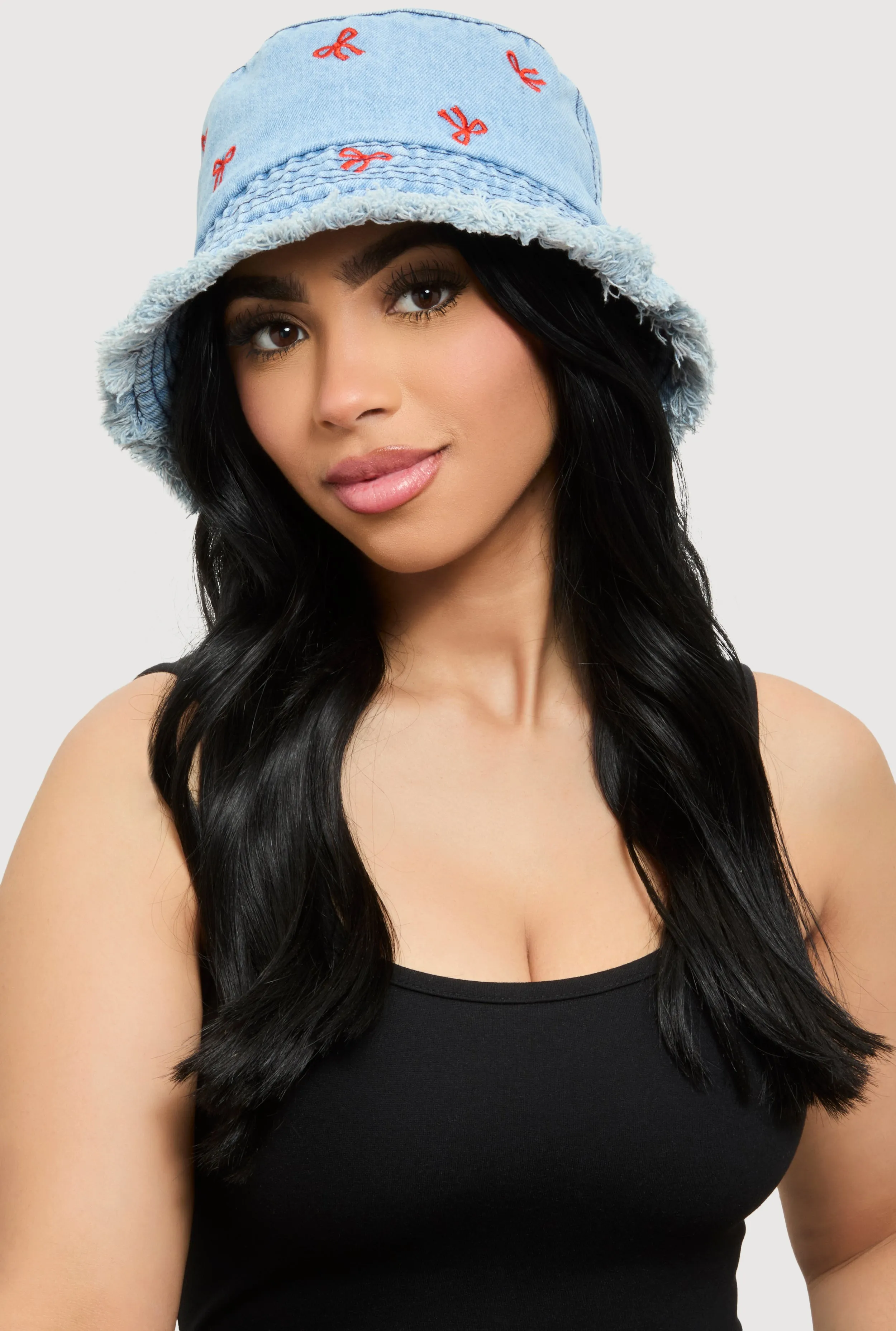 Embroidered Bows Denim Bucket Hat sold by Rainbow product image thumbnail 2