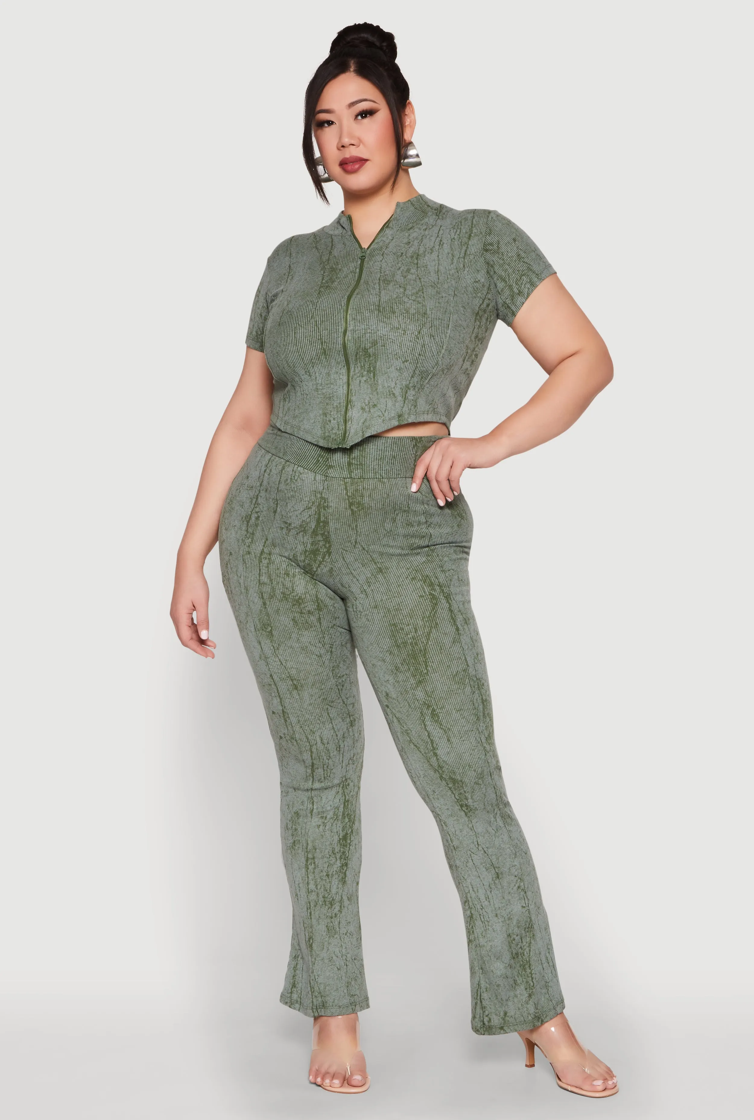 Plus Size Mineral Wash Boot Cut Pants sold by Rainbow