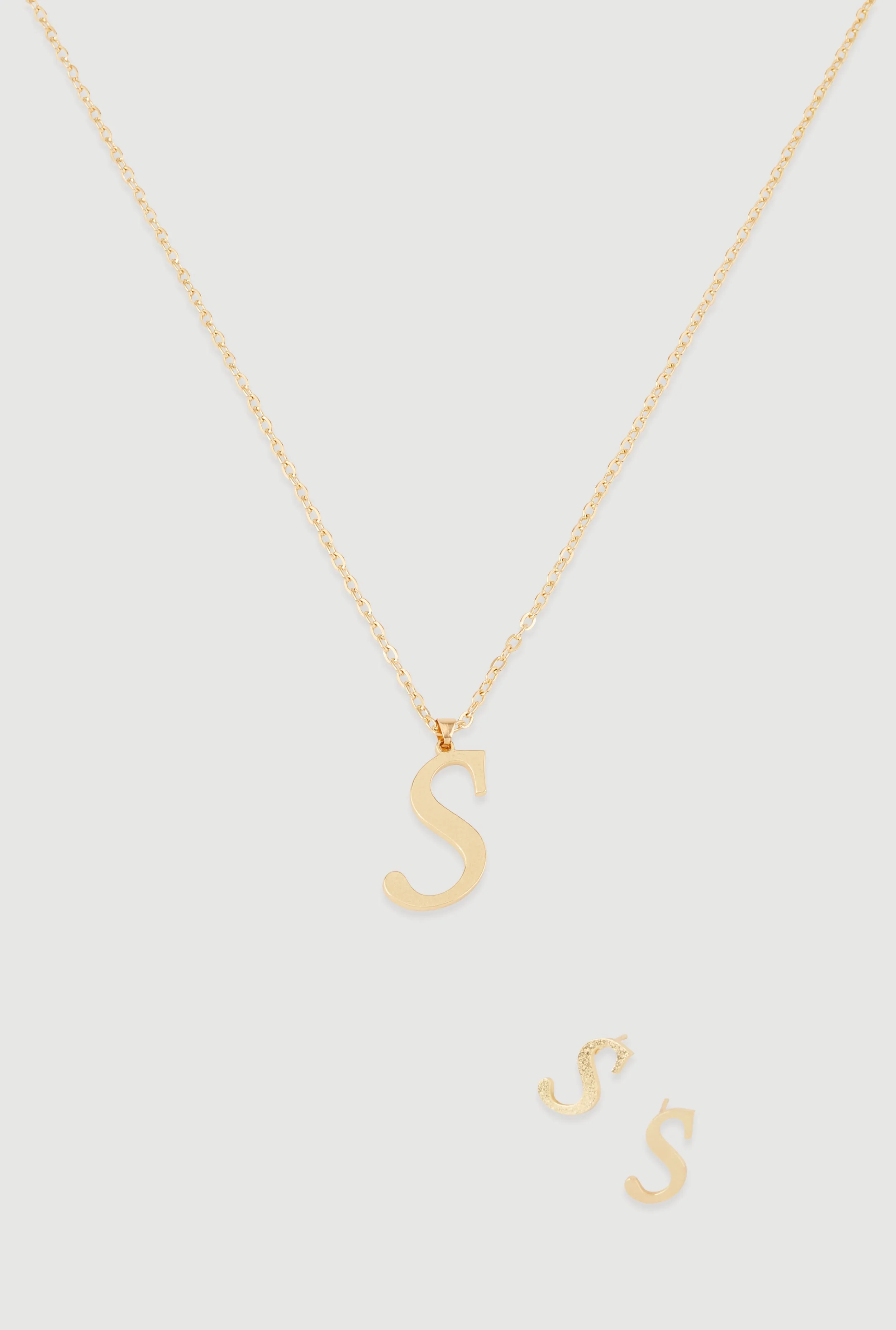 S Initial Necklace and Earrings sold by Rainbow