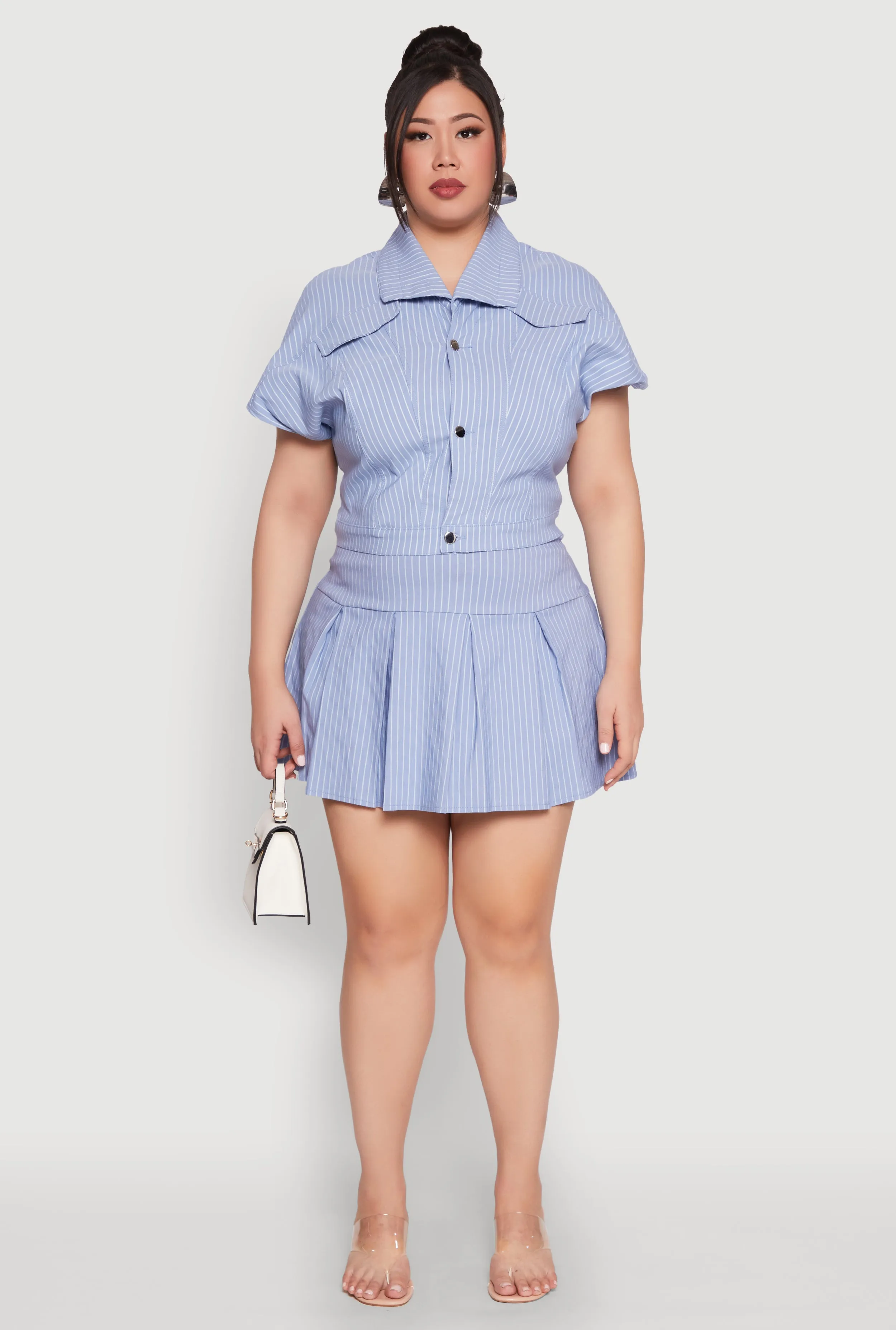 Plus Size Pinstripe Pleated Skirt sold by Rainbow