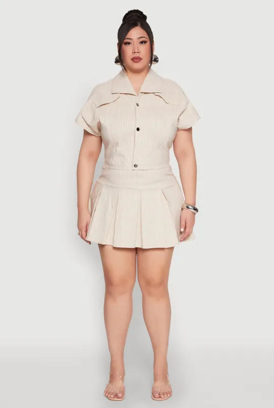 Plus Size Pinstripe Pleated Skirt sold by Rainbow