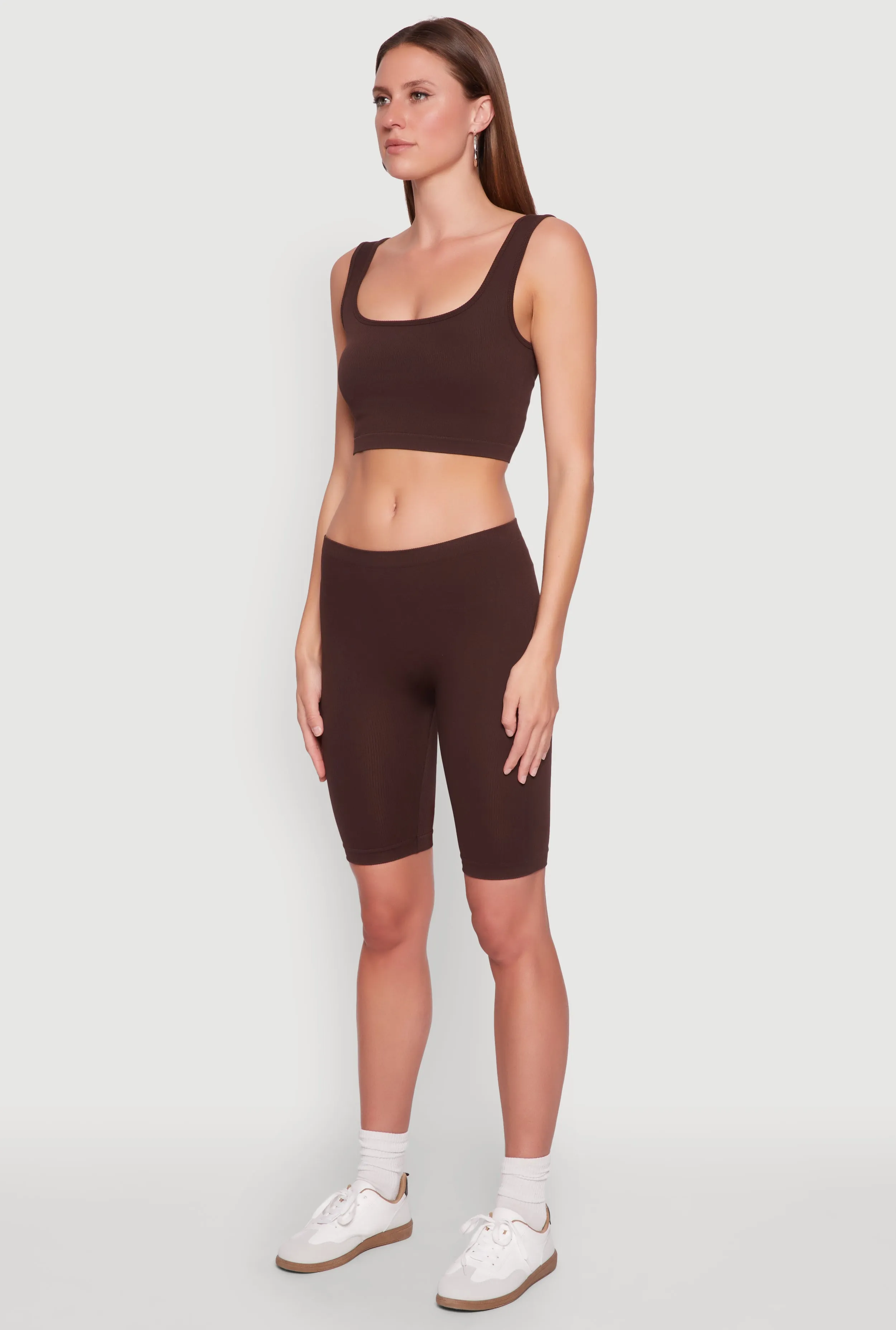Seamless Square Neck Crop Top and Biker Shorts sold by Rainbow product image thumbnail 3