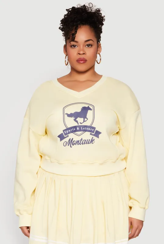 Plus Size V Neck Graphic Sweatshirt sold by Rainbow