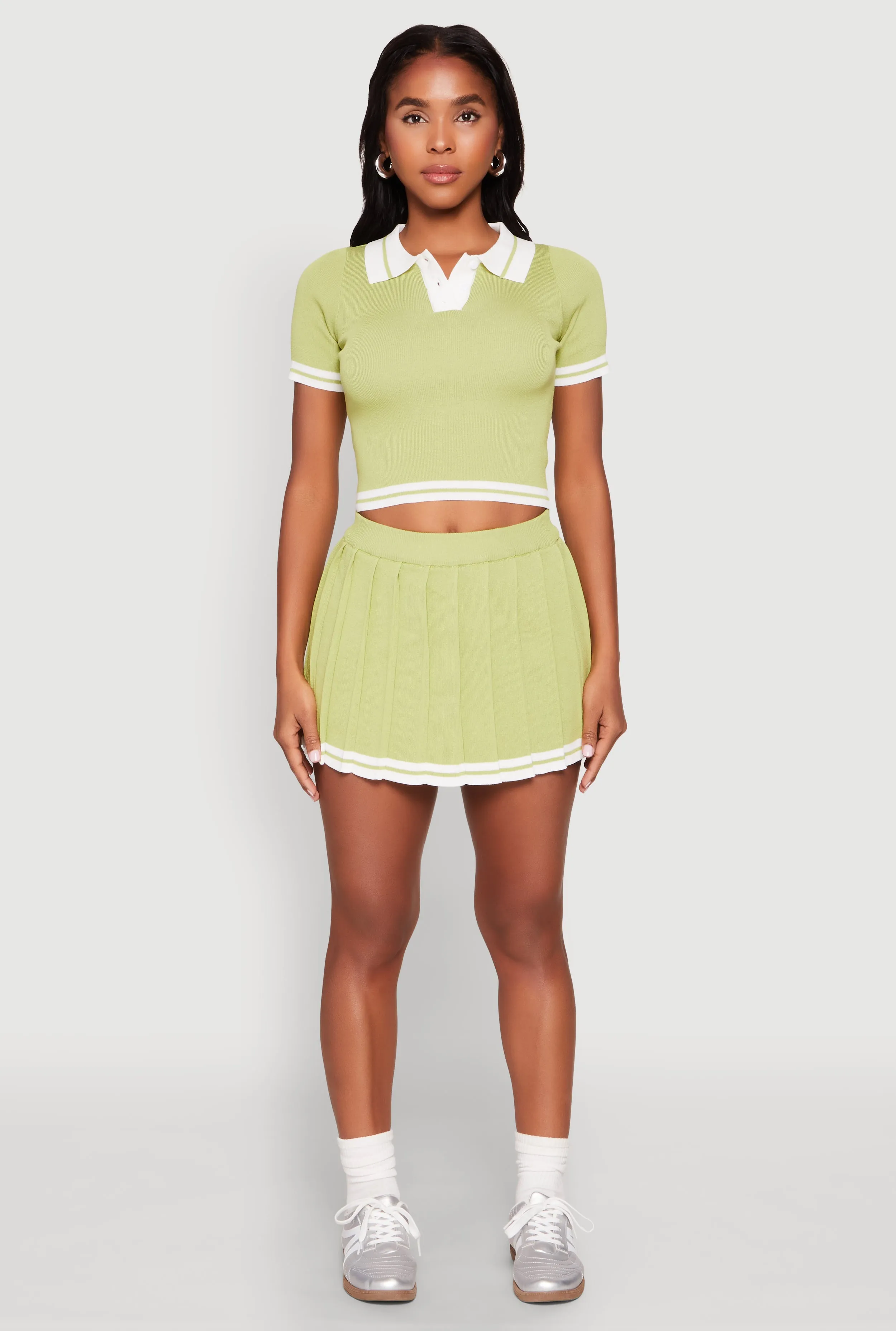 Daisy Varsity Stripe Pleated Skort sold by Rainbow product image thumbnail 2