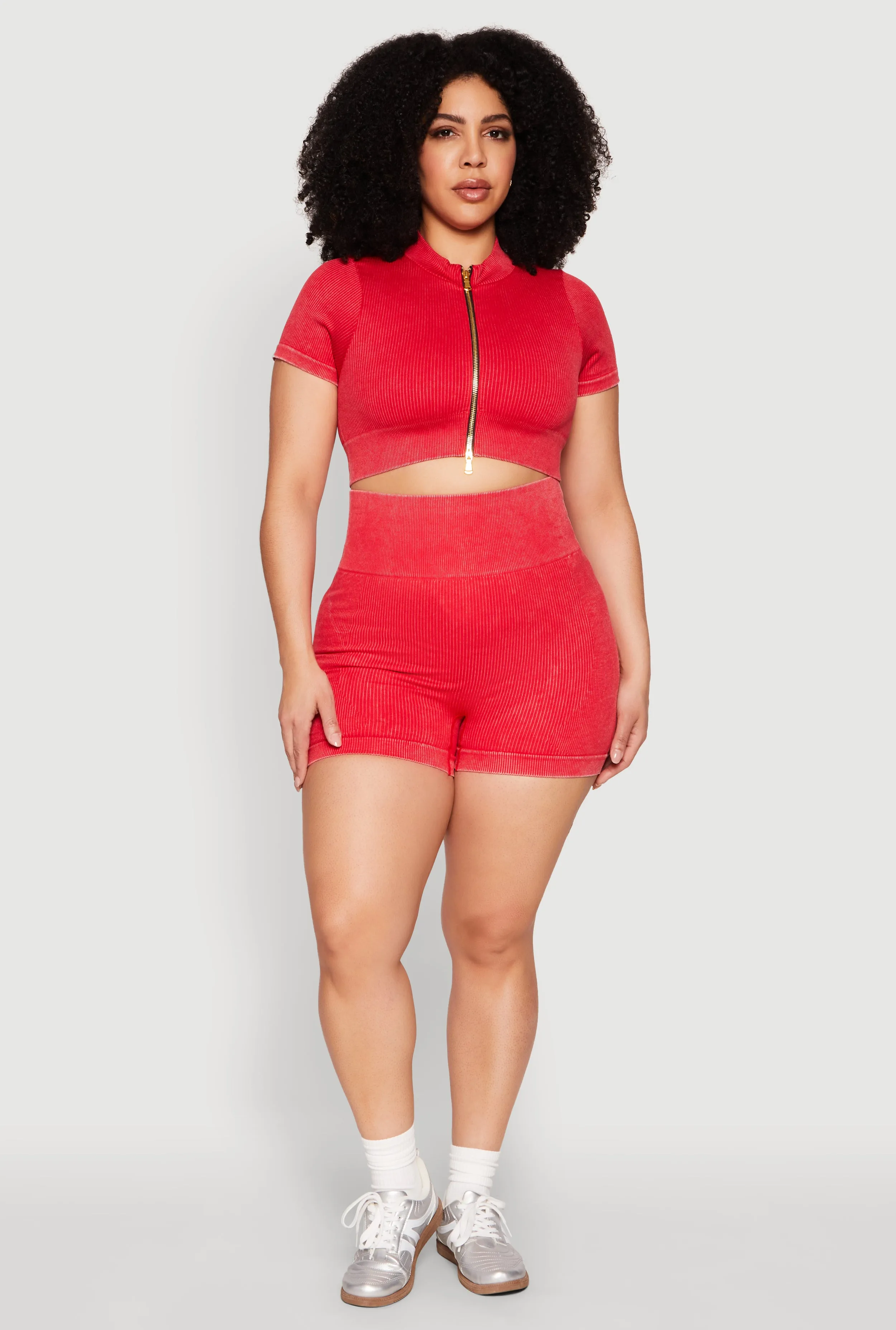 Plus Size Daisy Mineral Wash Seamless Zip Front Top sold by Rainbow product image thumbnail 3