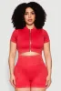 Plus Size Daisy Mineral Wash Seamless Zip Front Top sold by Rainbow