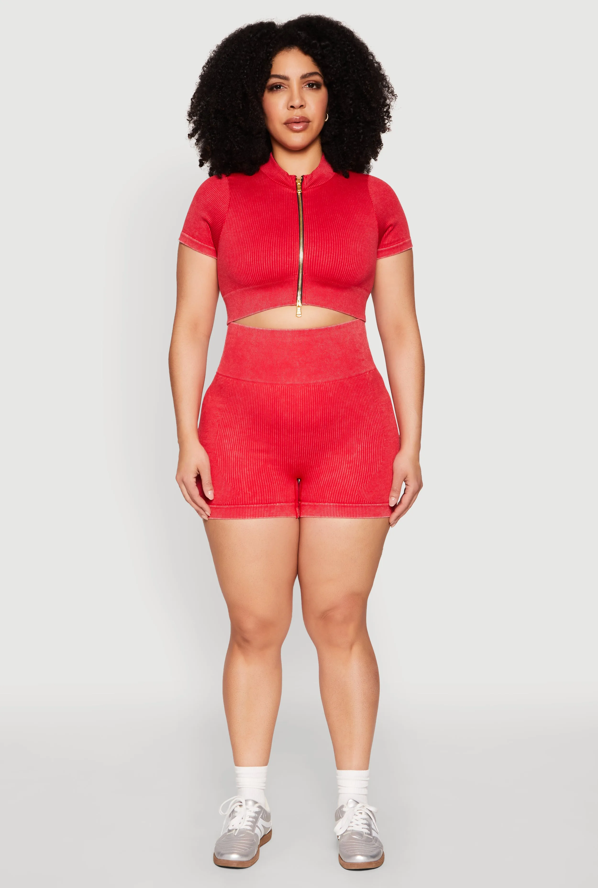 Plus Size Daisy Mineral Wash Seamless Zip Front Top sold by Rainbow product image thumbnail 2