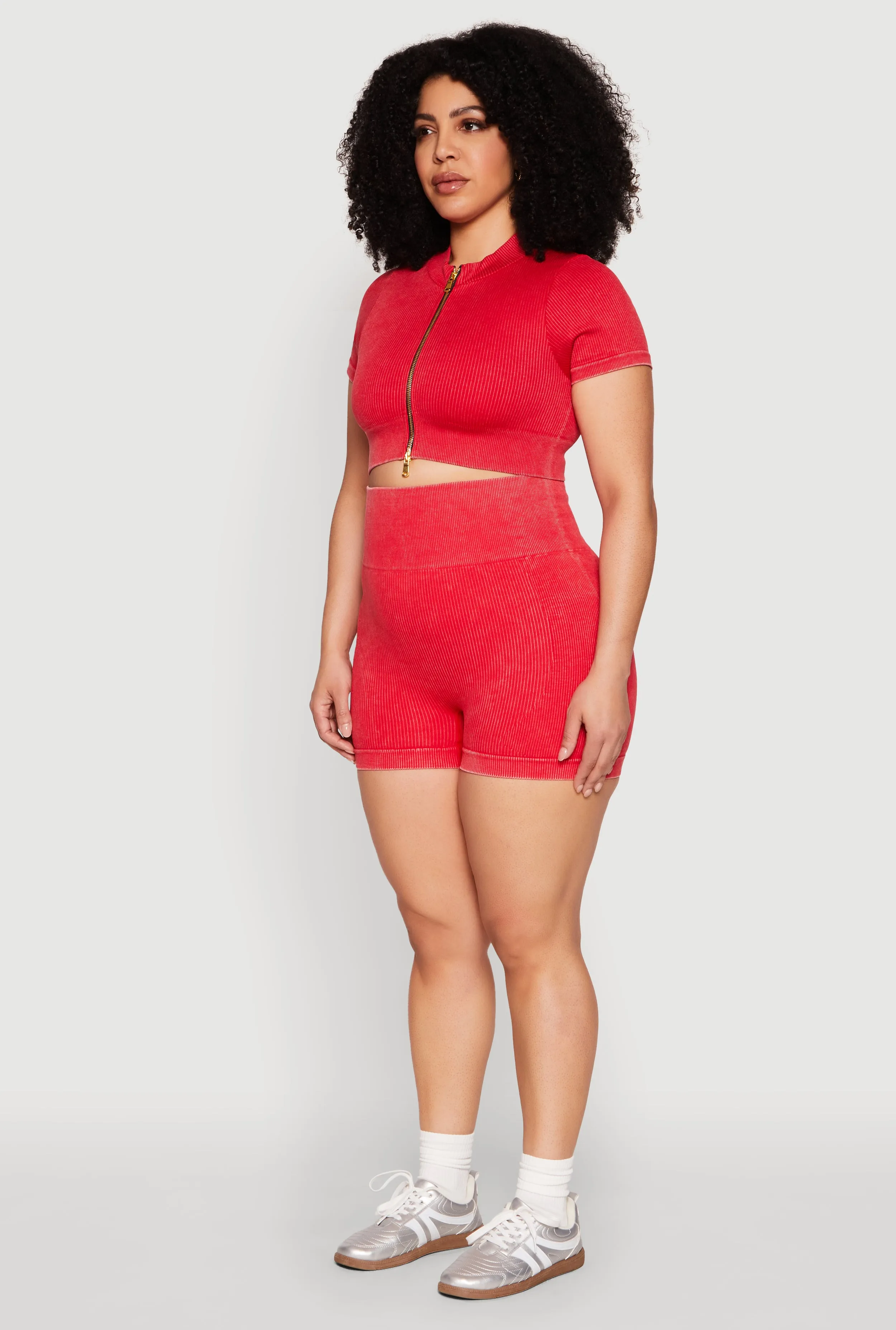 Plus Size Daisy Mineral Wash Seamless Zip Front Top sold by Rainbow product image thumbnail 5