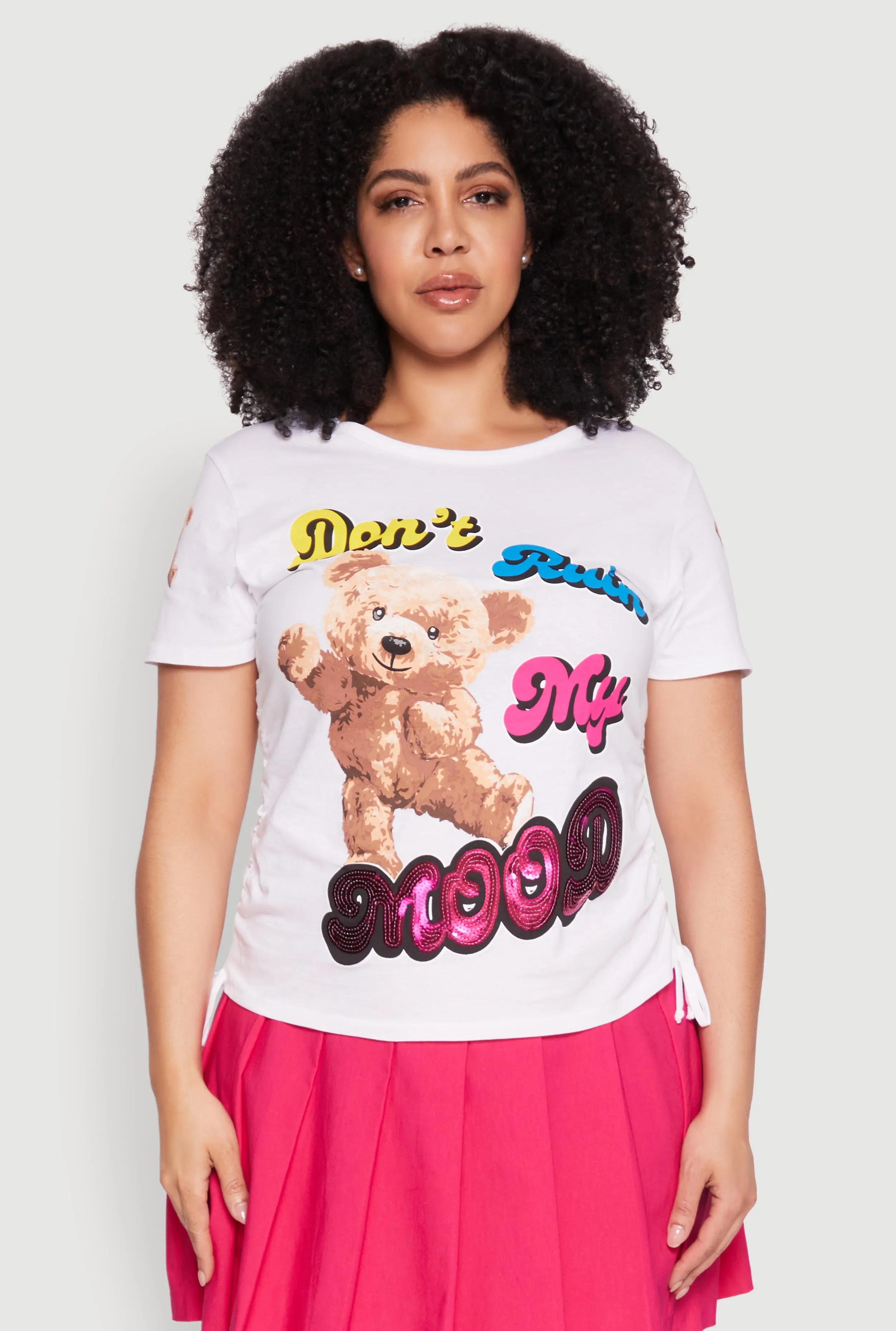 Plus Size Dont Ruin My Mood Sequin Graphic Tee sold by Rainbow product image thumbnail 2