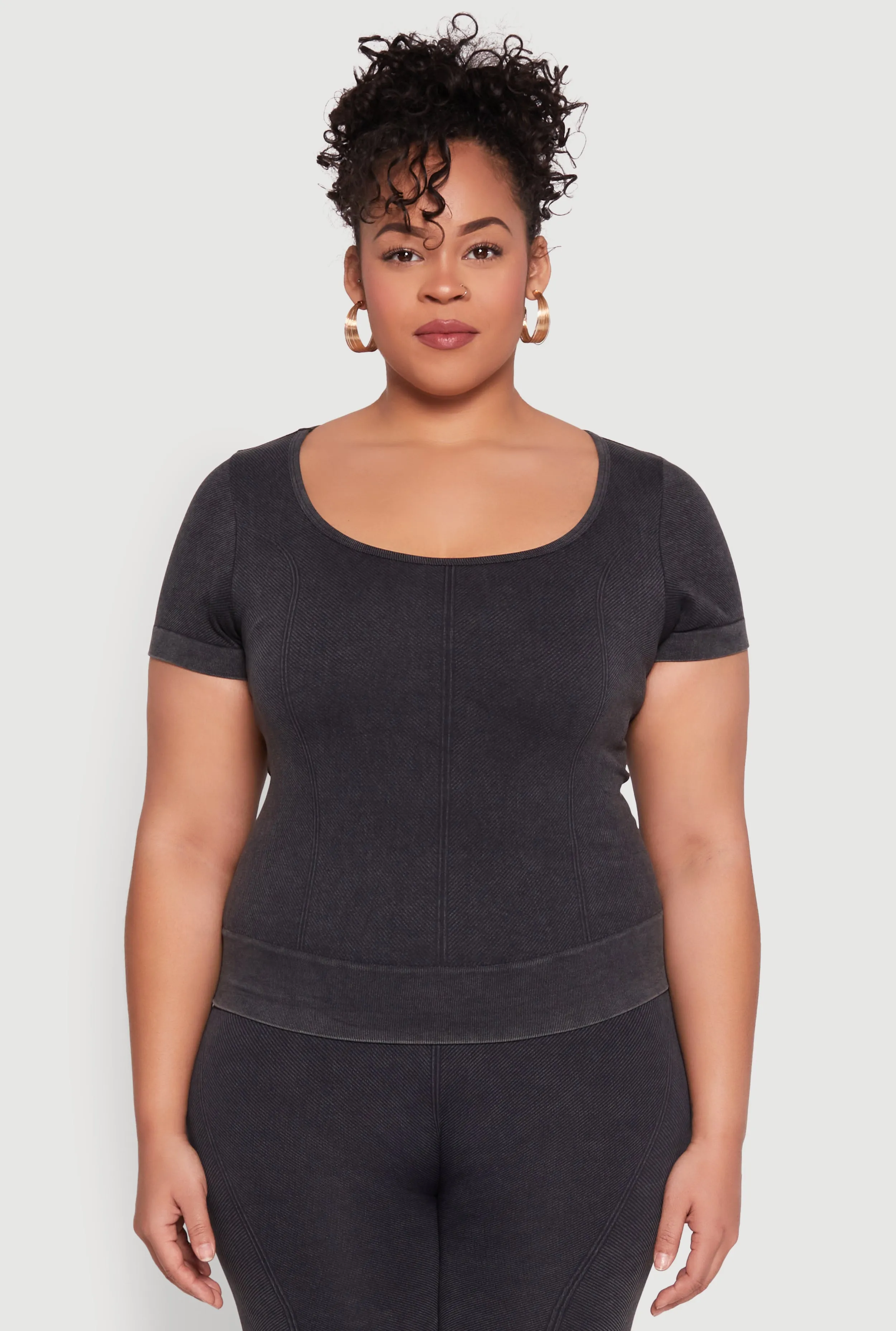 Plus Size Mineral Wash Scoop Neck Tee sold by Rainbow