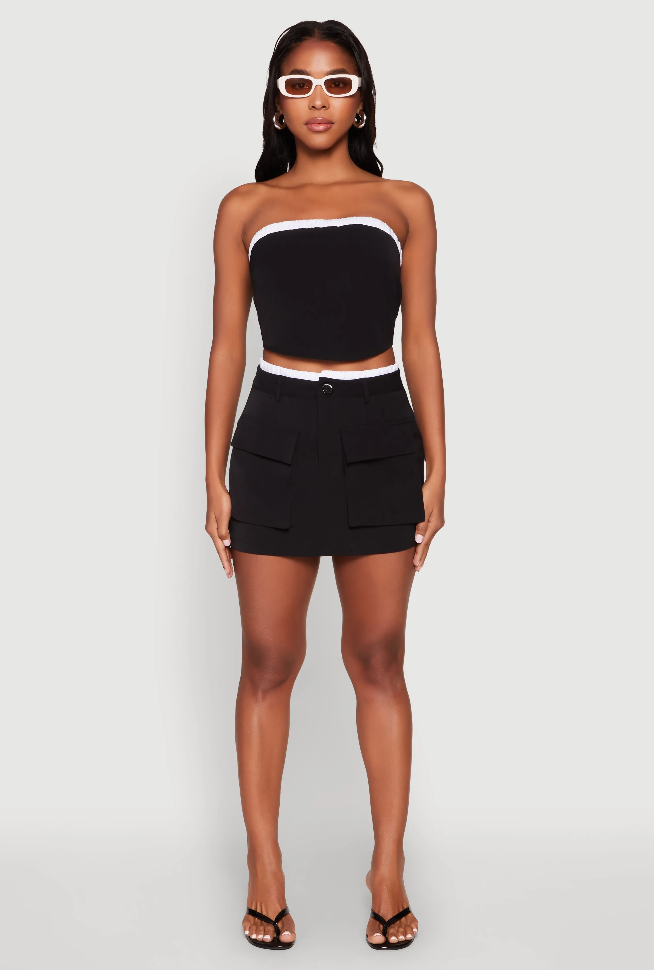 Contrast Trim Cargo Pocket Mini Skirt sold by Rainbow product image thumbnail 2