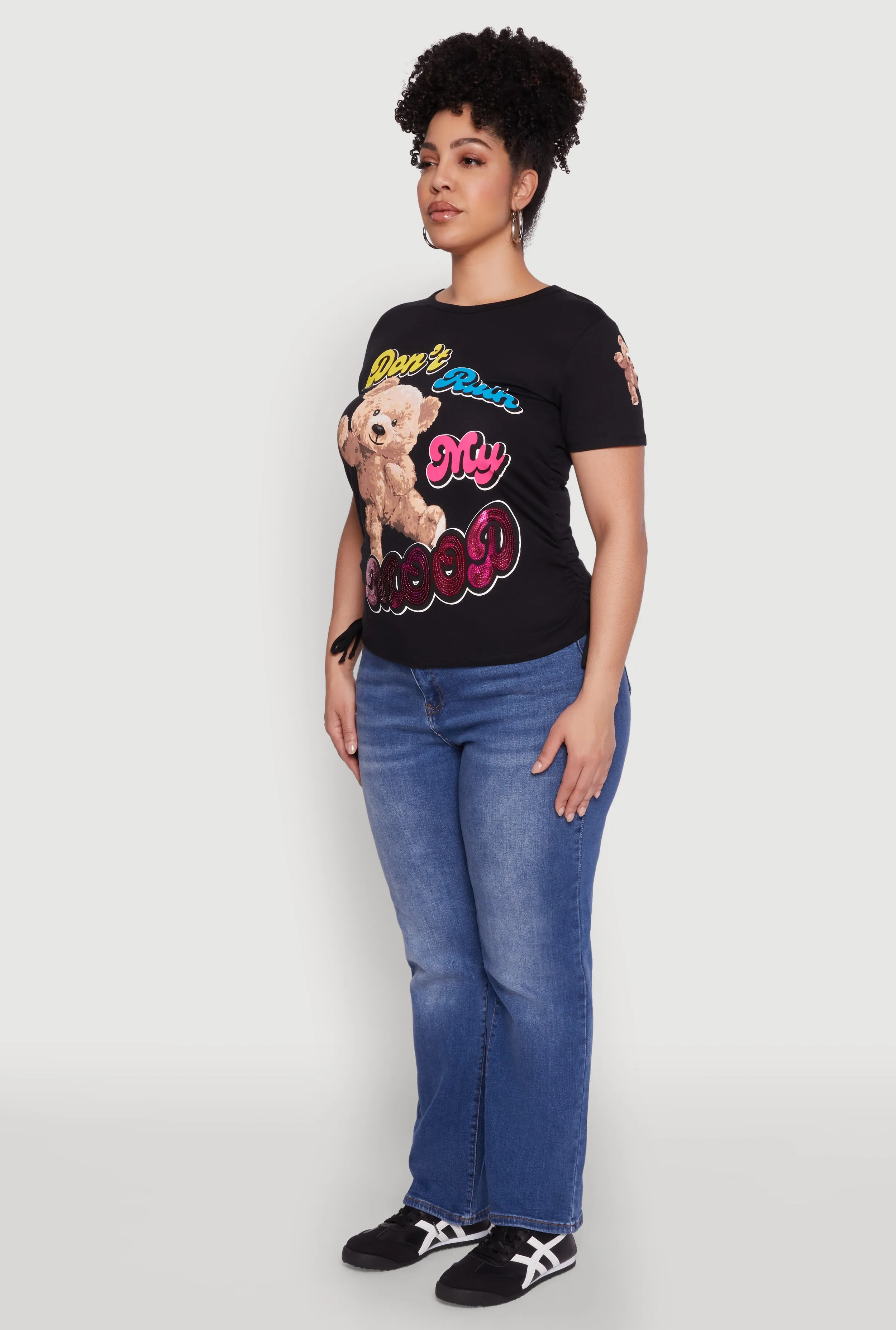 Plus Size Dont Ruin My Mood Sequin Graphic Tee sold by Rainbow product image thumbnail 5
