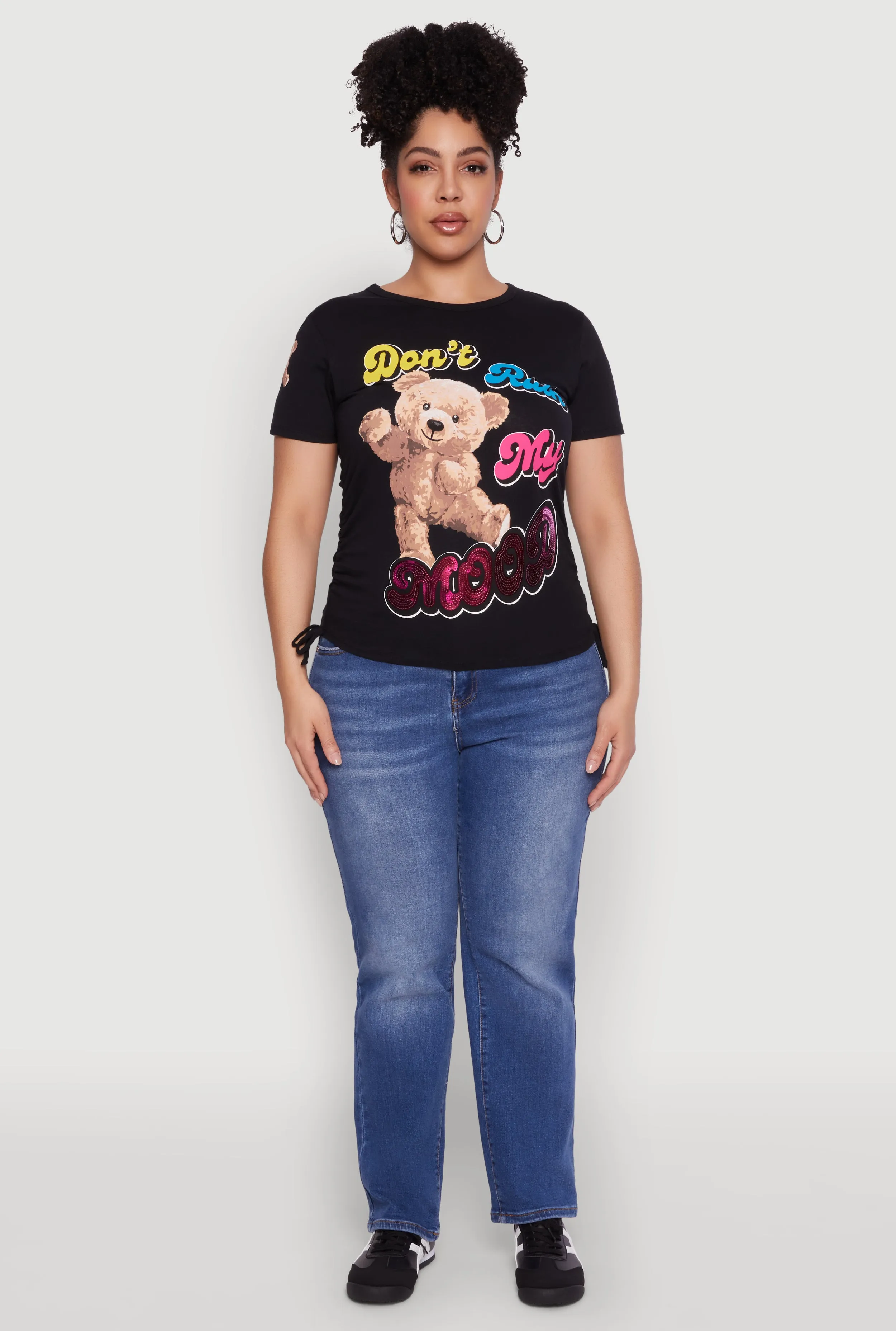 Plus Size Dont Ruin My Mood Sequin Graphic Tee sold by Rainbow product image thumbnail 3