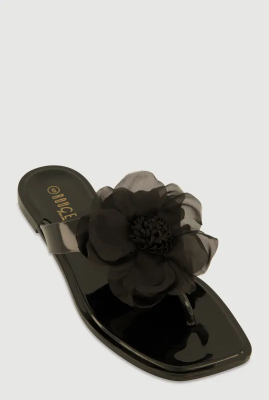 Flower Detail Jelly Thong Sandals sold by Rainbow