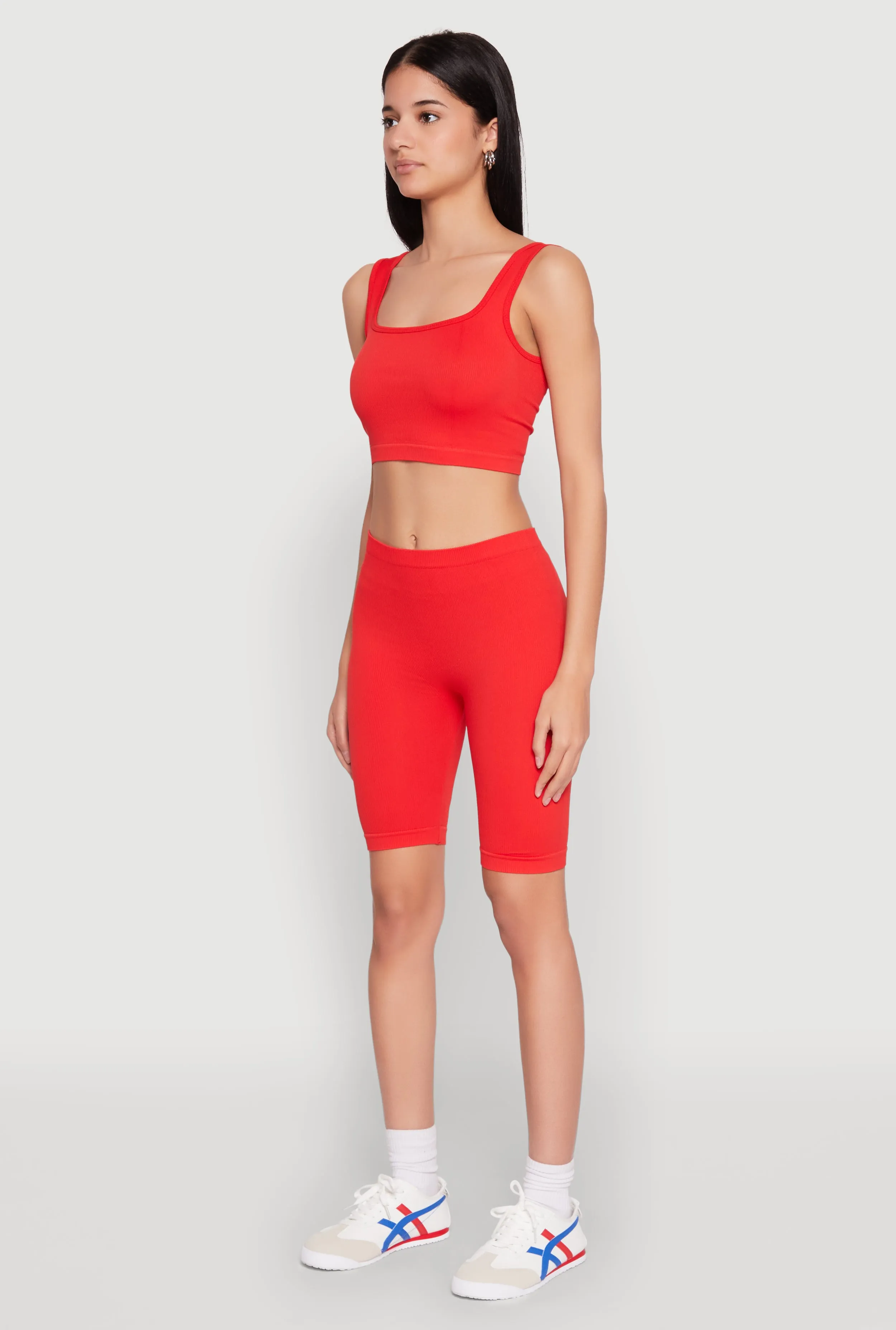 Seamless Square Neck Crop Top and Biker Shorts sold by Rainbow product image thumbnail 3