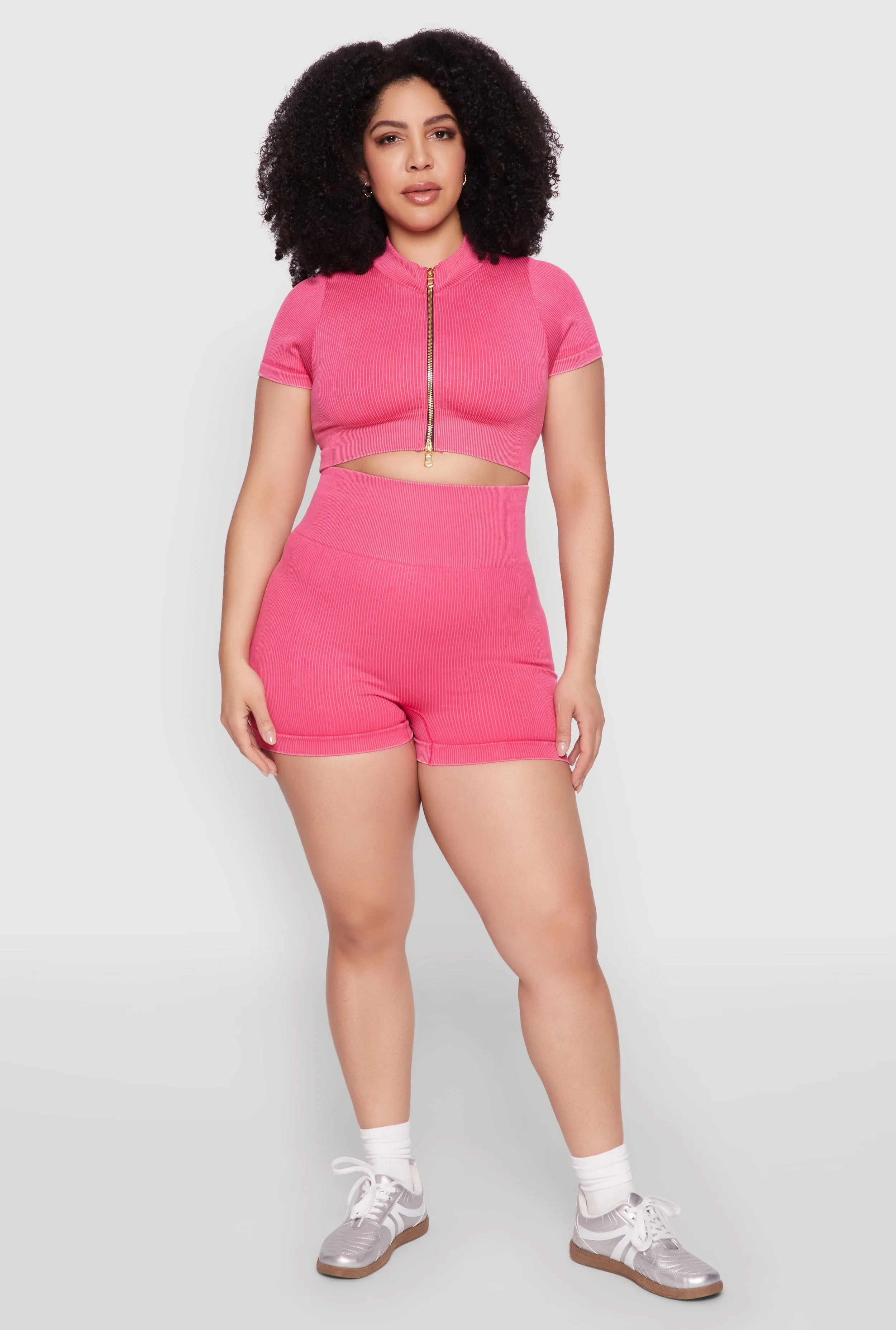 Plus Size Daisy Mineral Wash Seamless Zip Front Top sold by Rainbow product image thumbnail 3