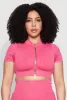 Plus Size Daisy Mineral Wash Seamless Zip Front Top sold by Rainbow