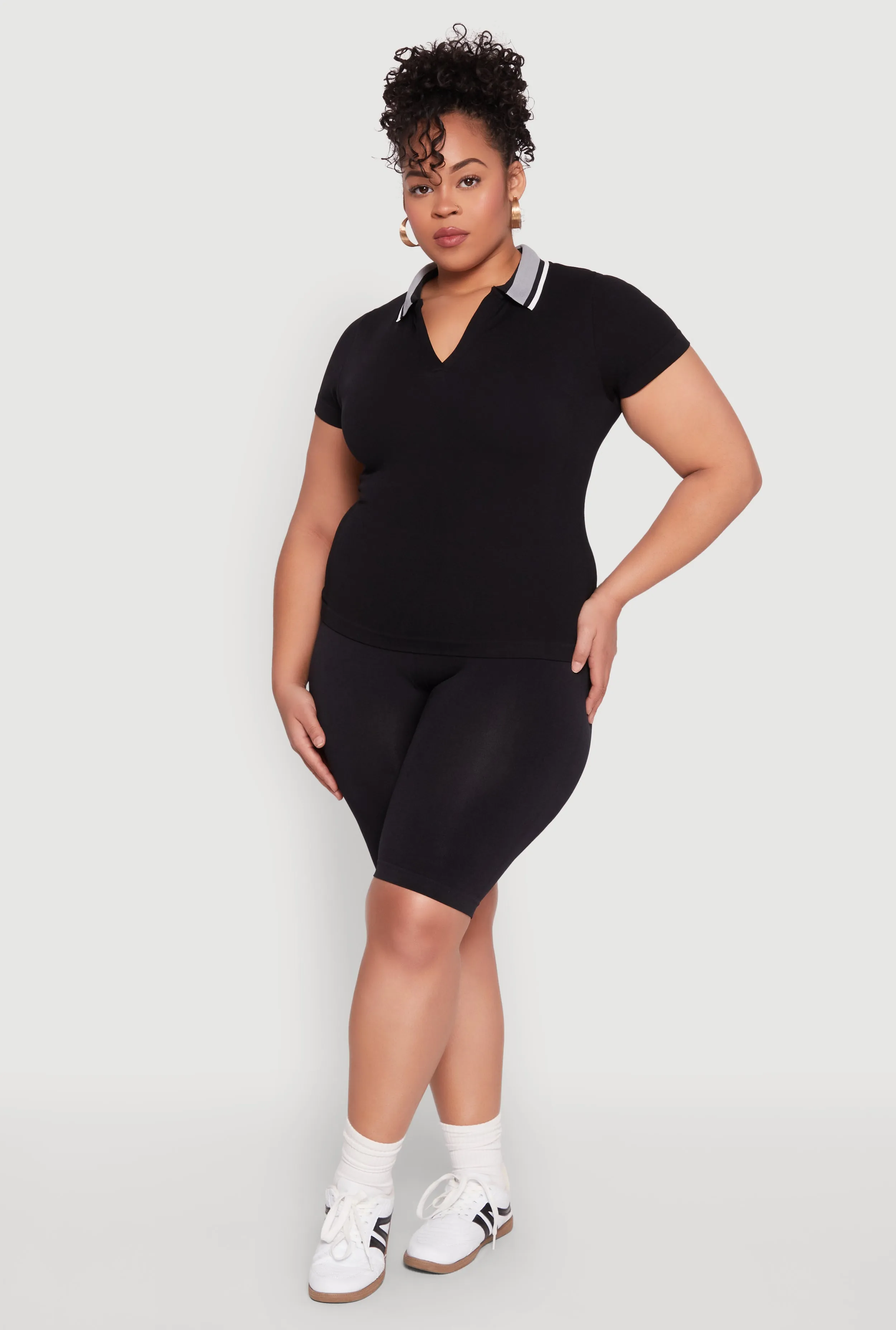 Plus Size Contrast Trim Polo Shirt sold by Rainbow product image thumbnail 3