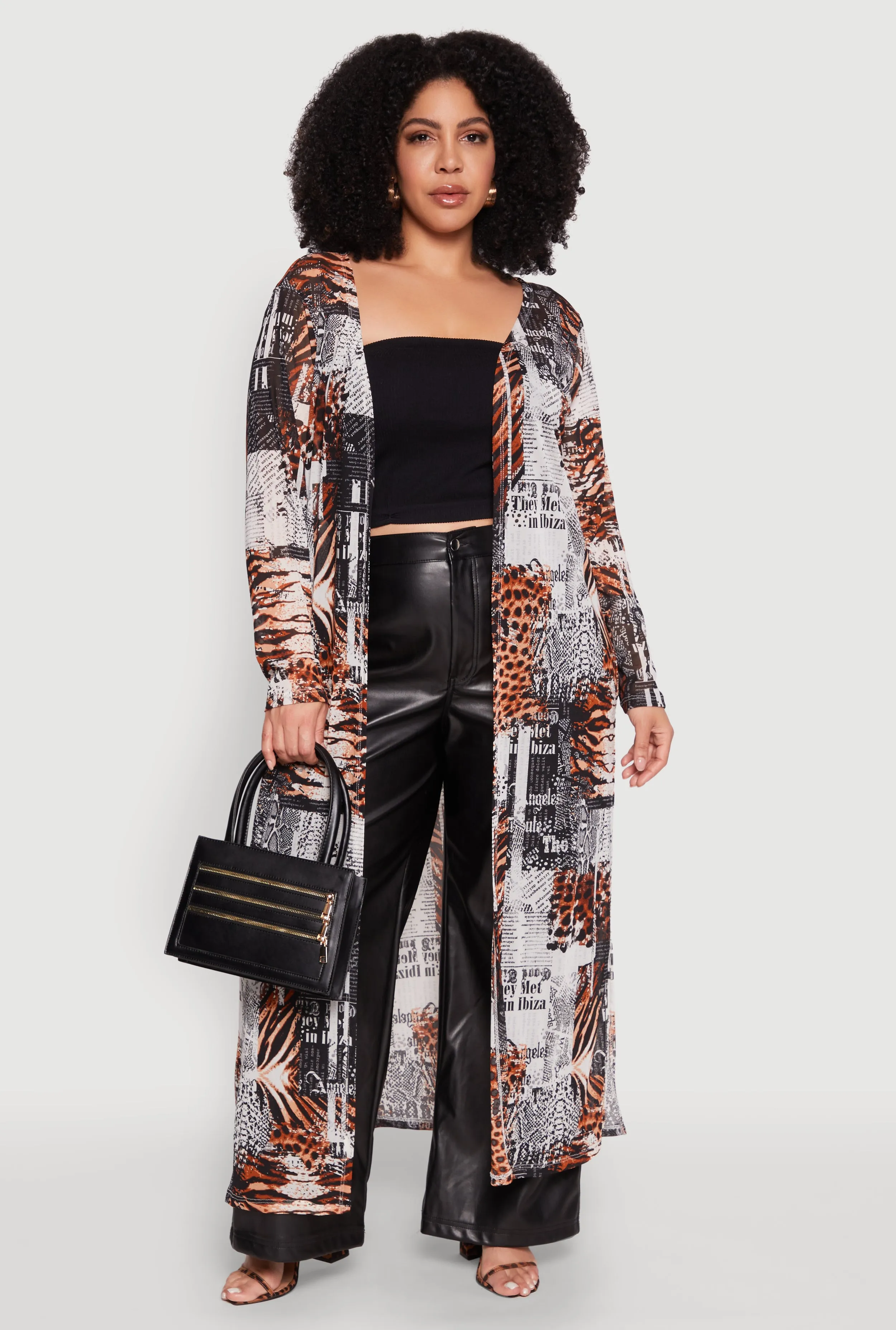 Plus Size Mesh Mixed Animal Print Duster sold by Rainbow