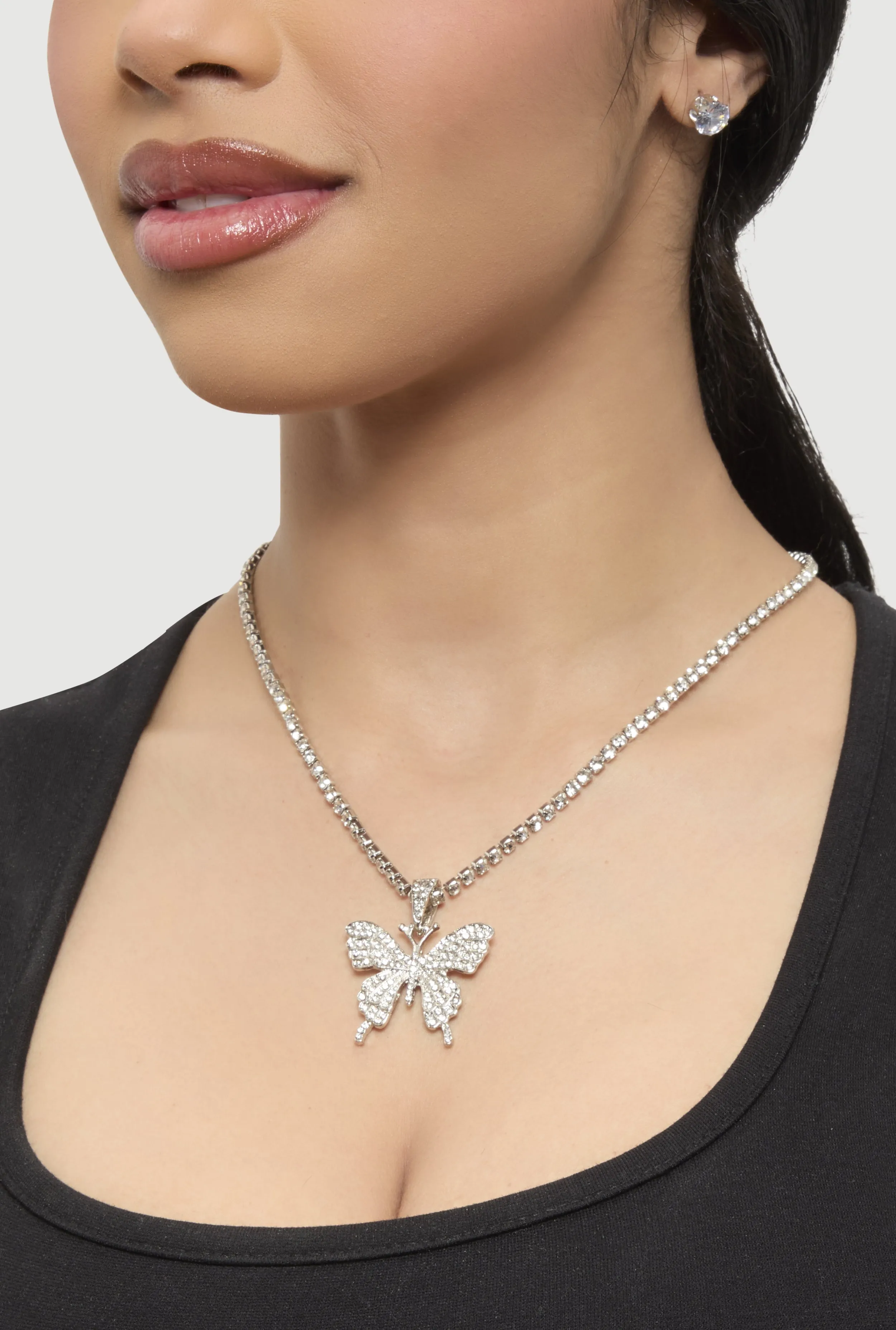 Cubic Zirconia Butterfly Necklace and Stud Earrings sold by Rainbow product image thumbnail 2