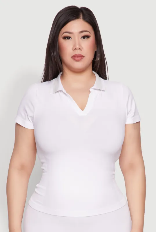 Plus Size Contrast Trim Polo Shirt sold by Rainbow