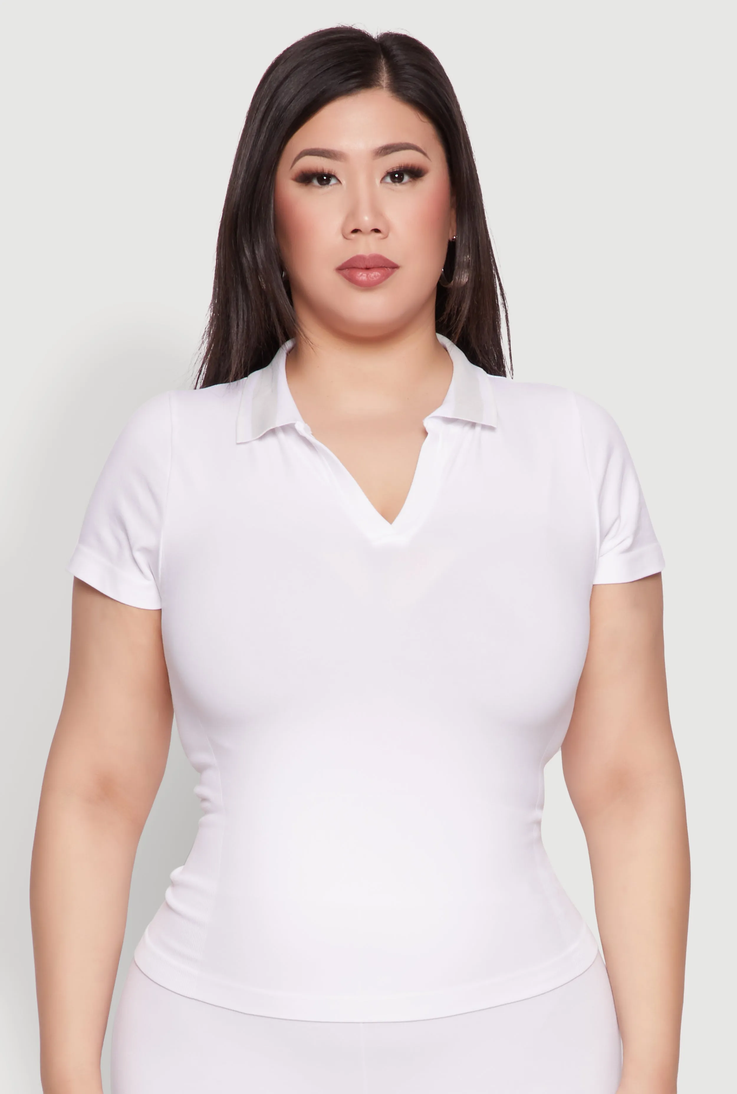 Plus Size Contrast Trim Polo Shirt sold by Rainbow
