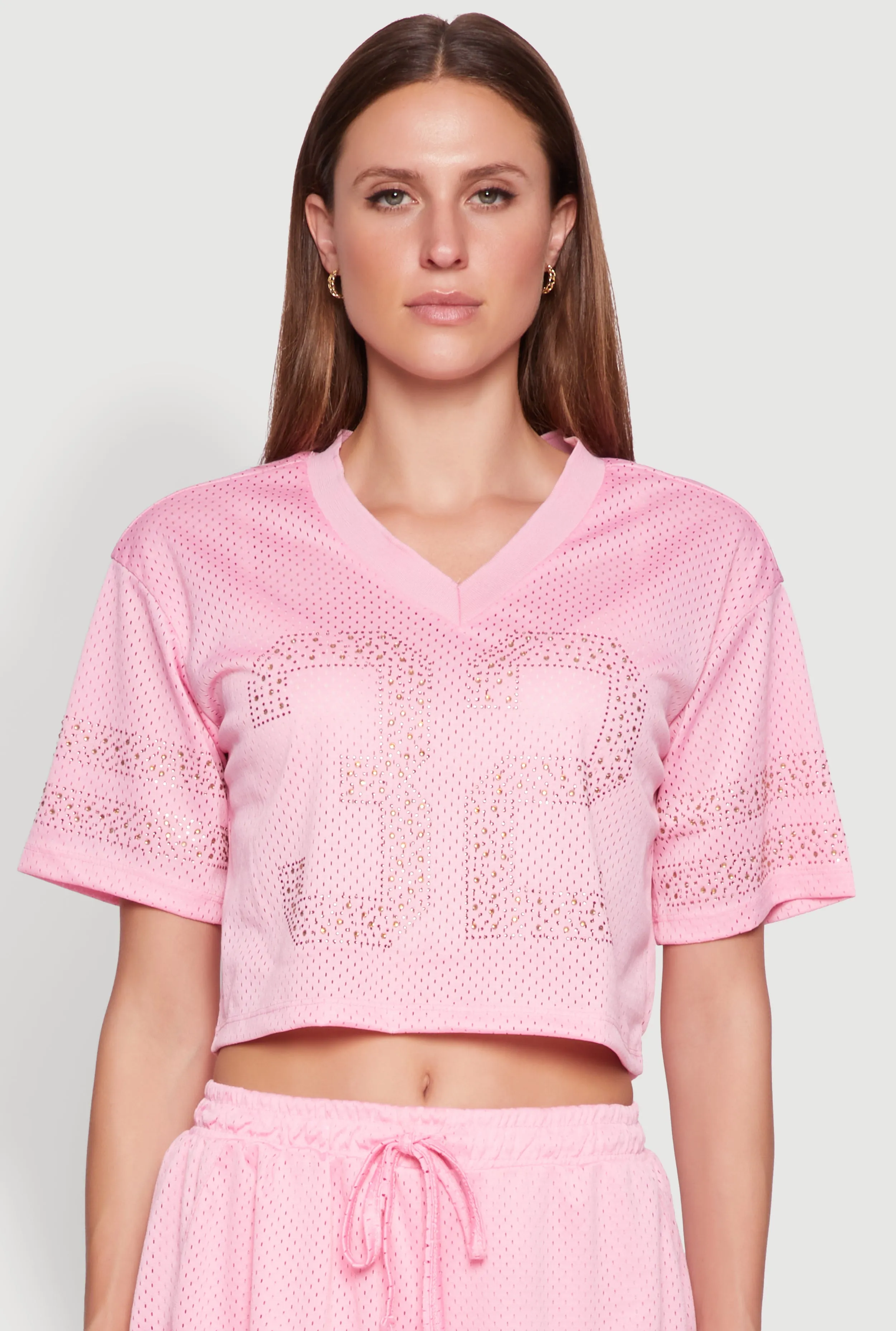 Rhinestone Varsity Stripe Mesh Jersey sold by Rainbow