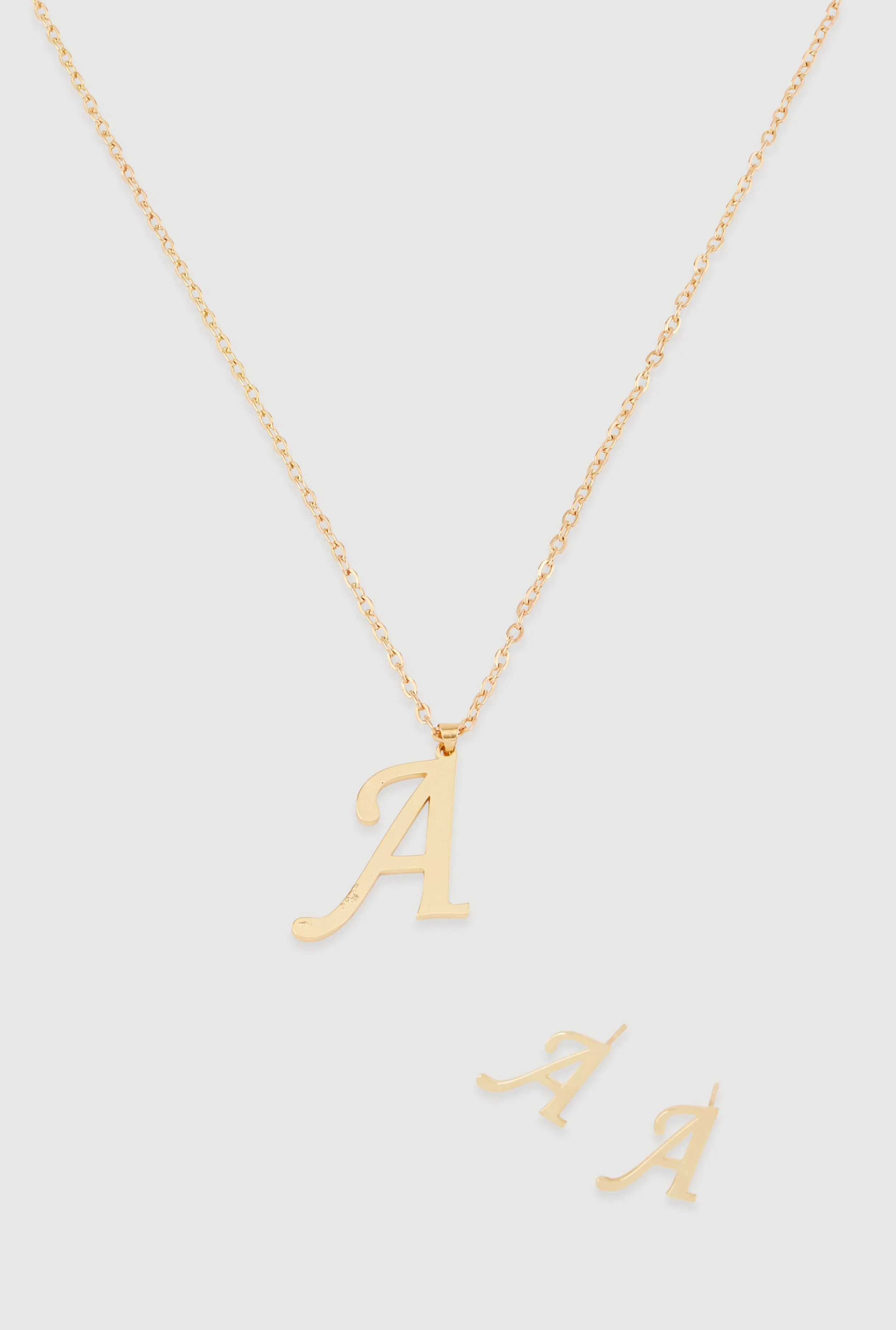 A Initial Necklace and Stud Earrings Set sold by Rainbow