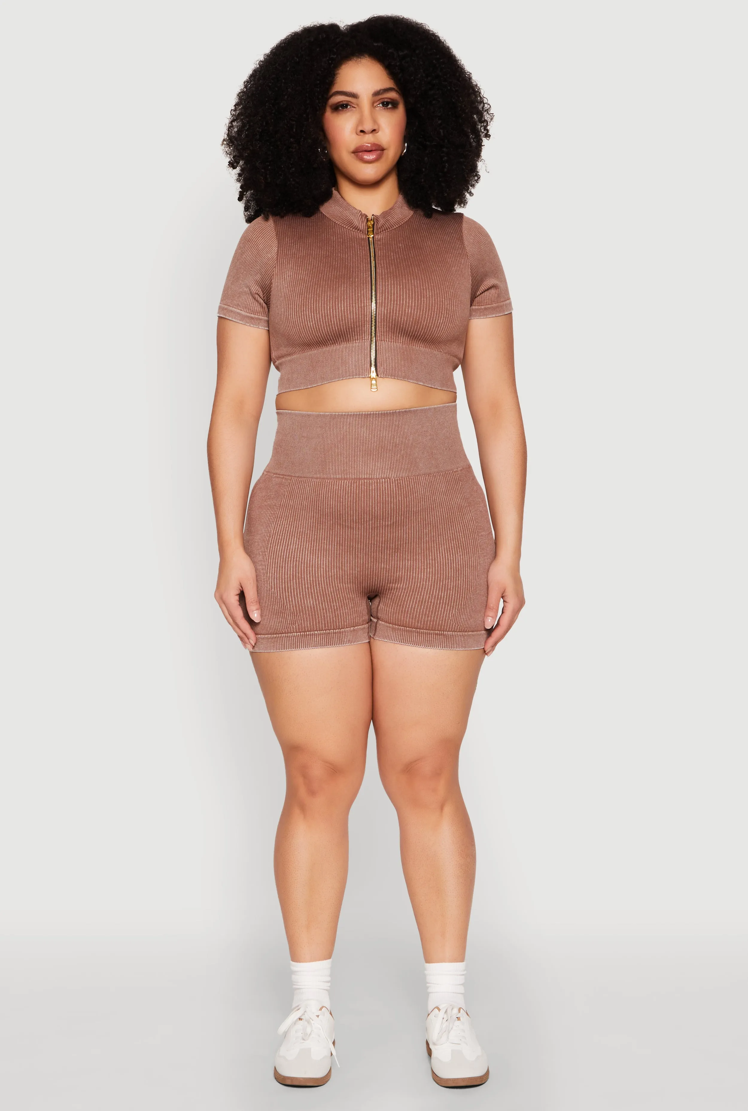 Plus Size Daisy Mineral Wash Seamless Zip Front Top sold by Rainbow product image thumbnail 2