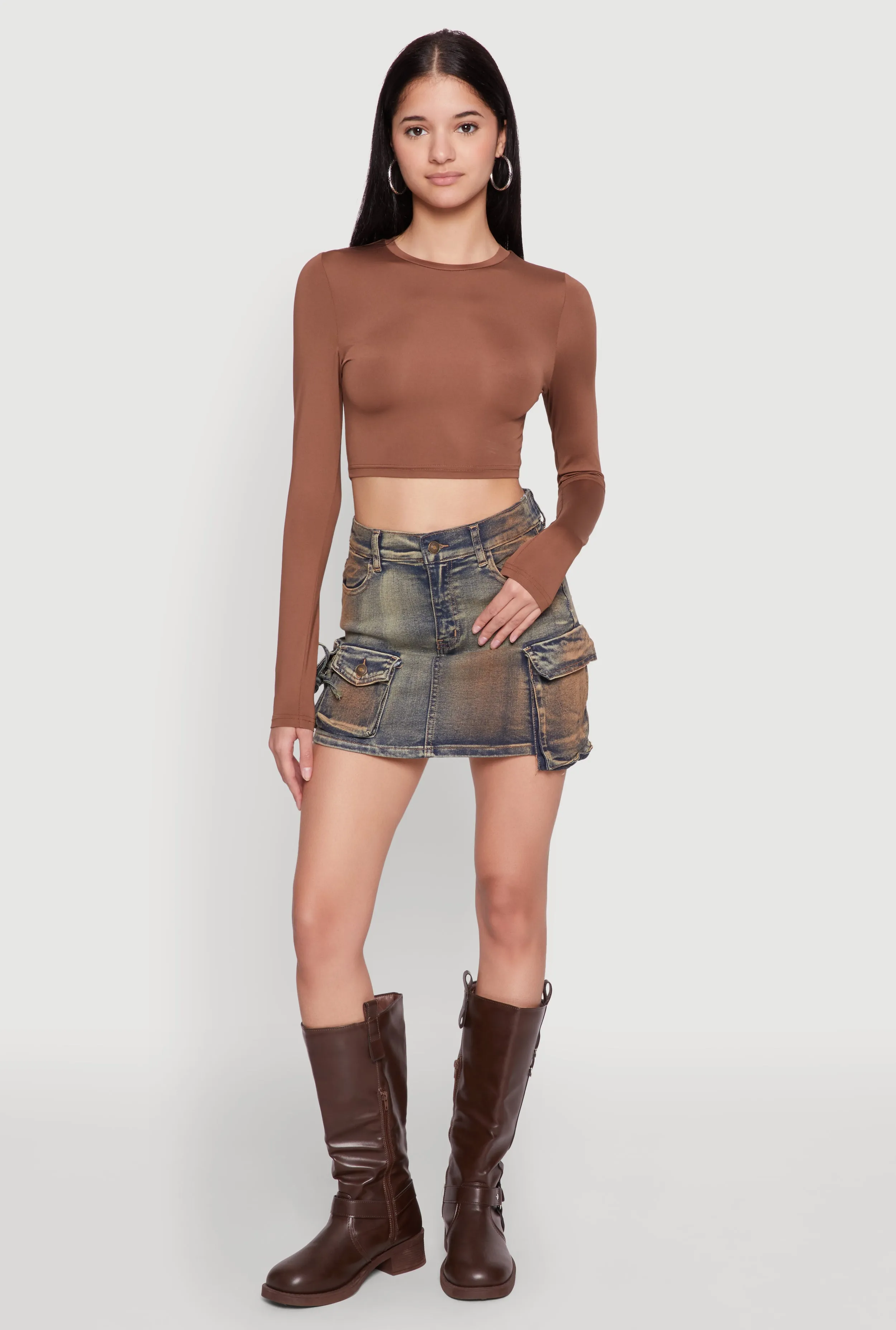 Cargo Denim Mini Skirt sold by Rainbow