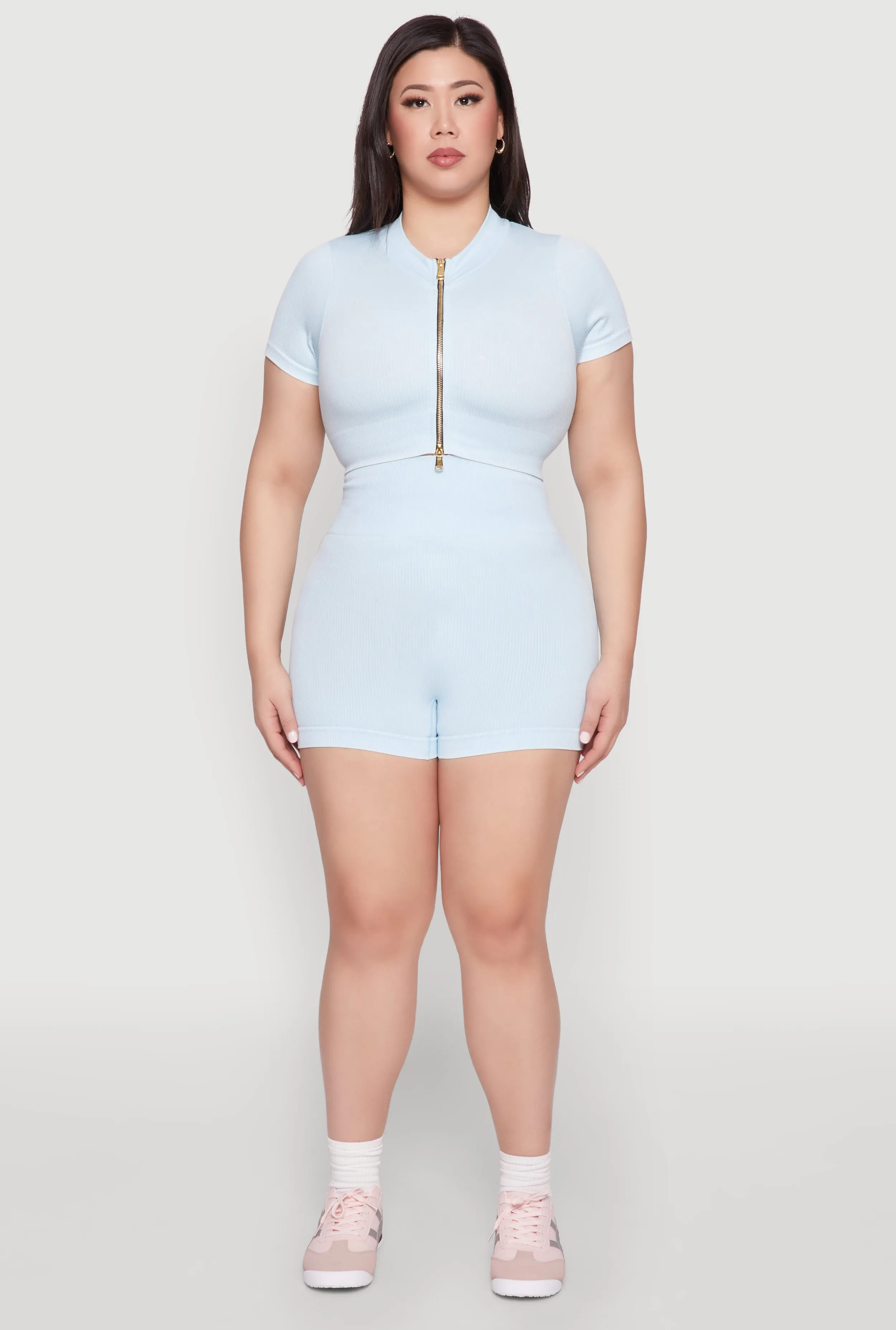 Plus Size Daisy Mineral Wash Seamless Bike Shorts sold by Rainbow