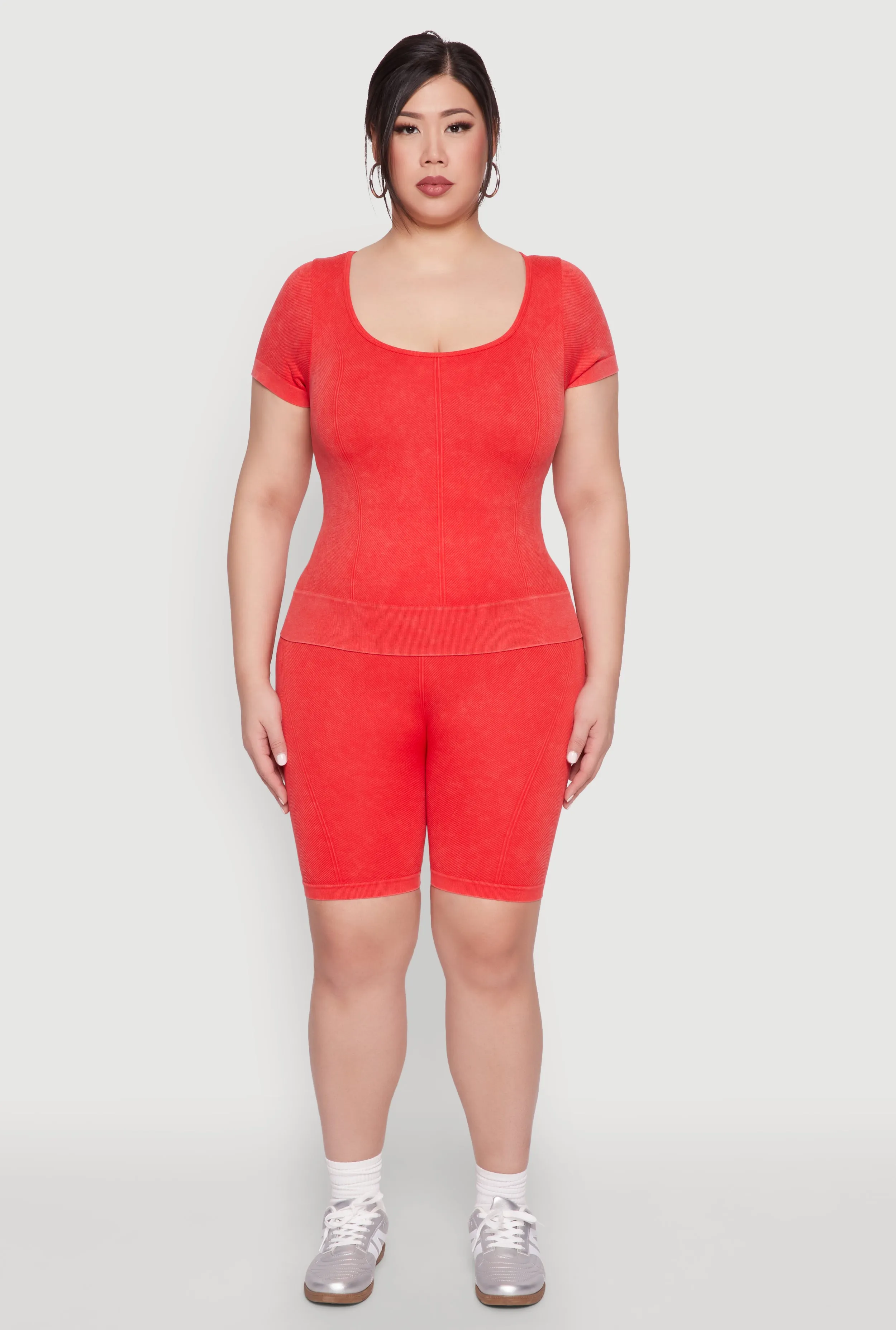 Plus Size Mineral Wash Biker Shorts sold by Rainbow