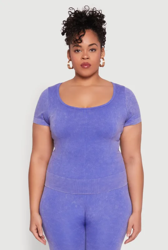 Plus Size Mineral Wash Scoop Neck Tee sold by Rainbow