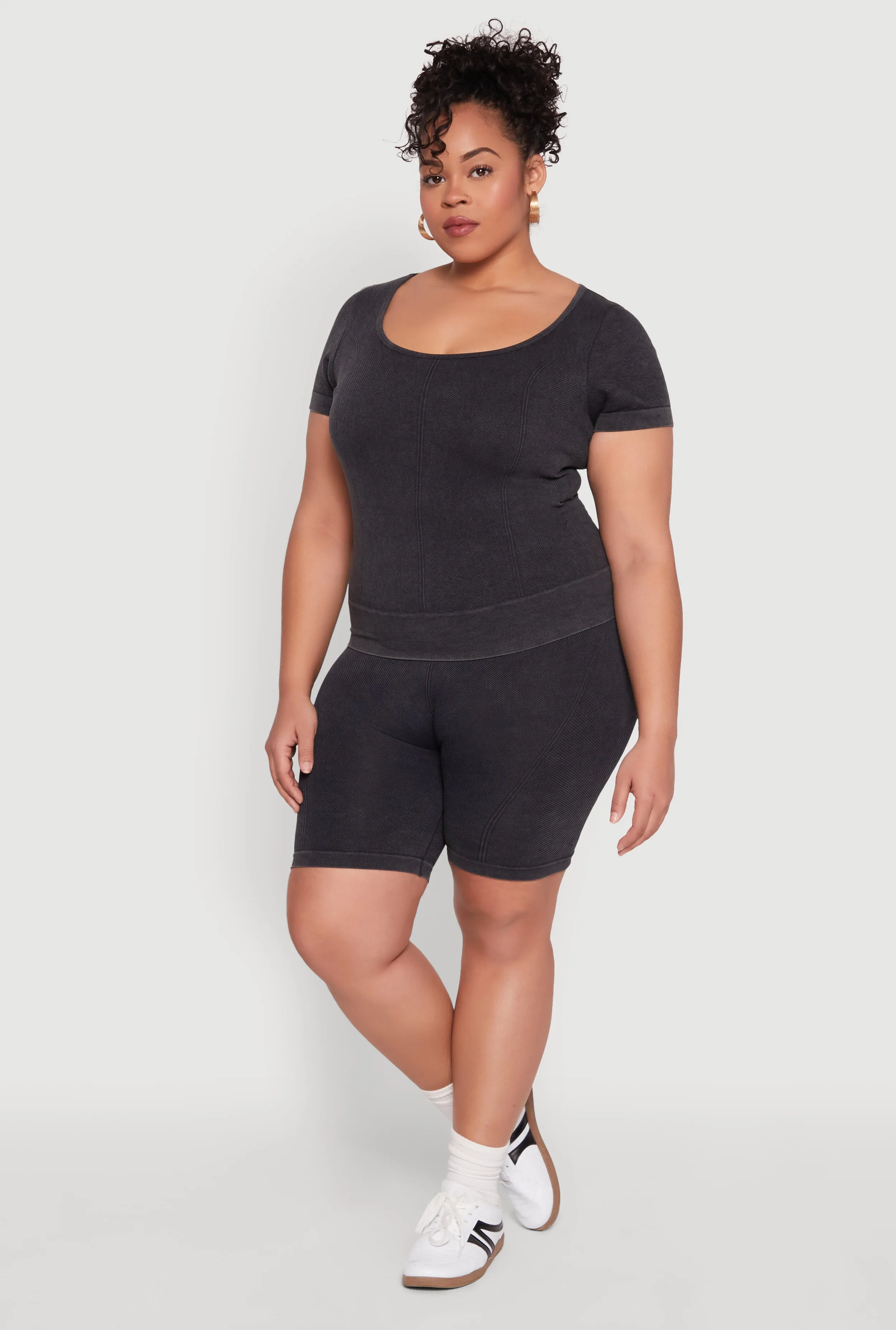 Plus Size Mineral Wash Biker Shorts sold by Rainbow