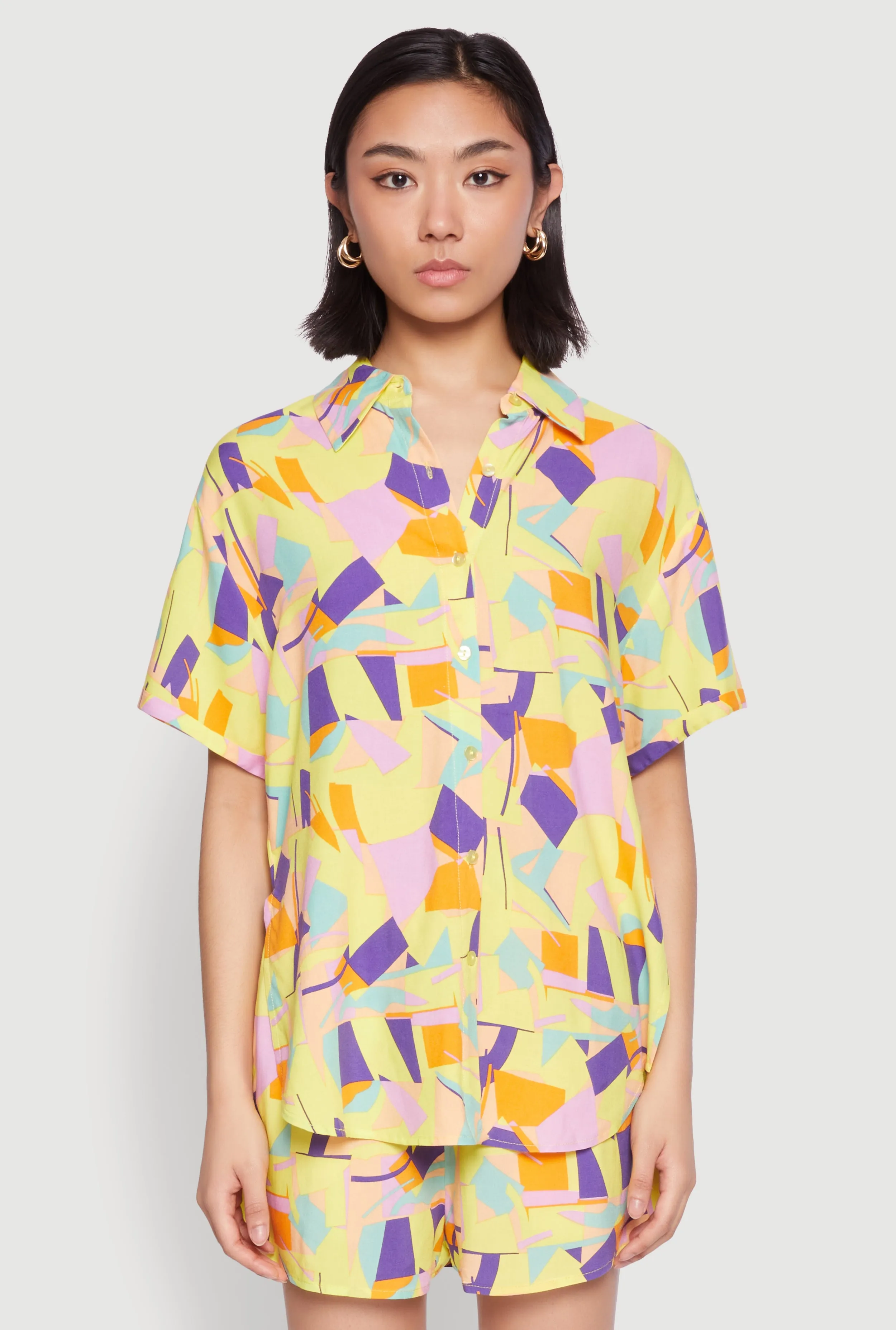 Spoon Jeans Geometric Print Shorts sold by Rainbow