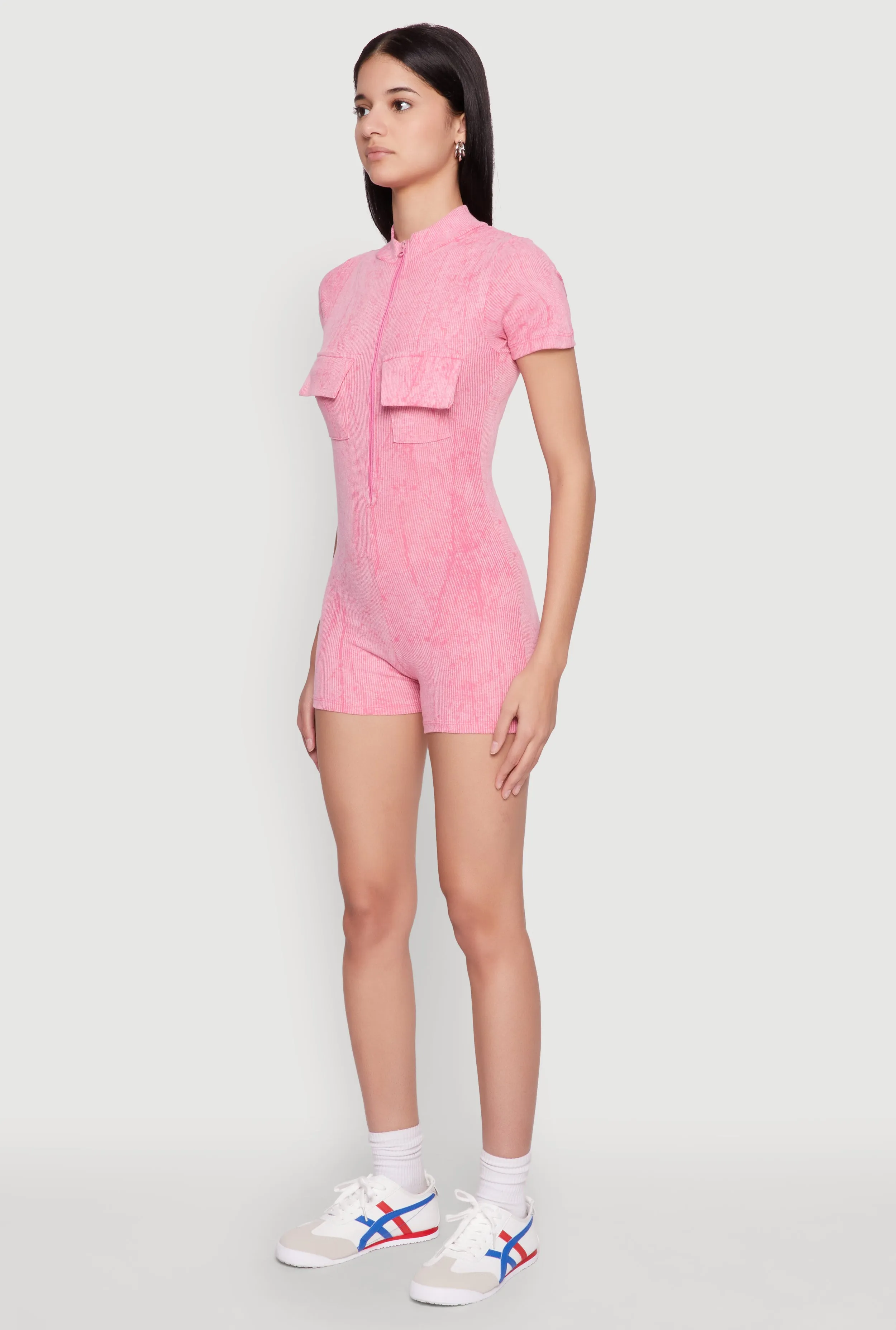 Mineral Wash Zip Front Romper sold by Rainbow product image thumbnail 3