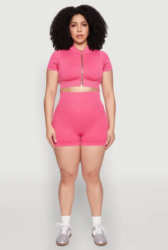 Plus Size Daisy Mineral Wash Seamless Bike Shorts sold by Rainbow