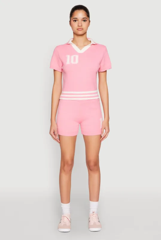 Daisy 10 Varsity Stripe Shorts sold by Rainbow