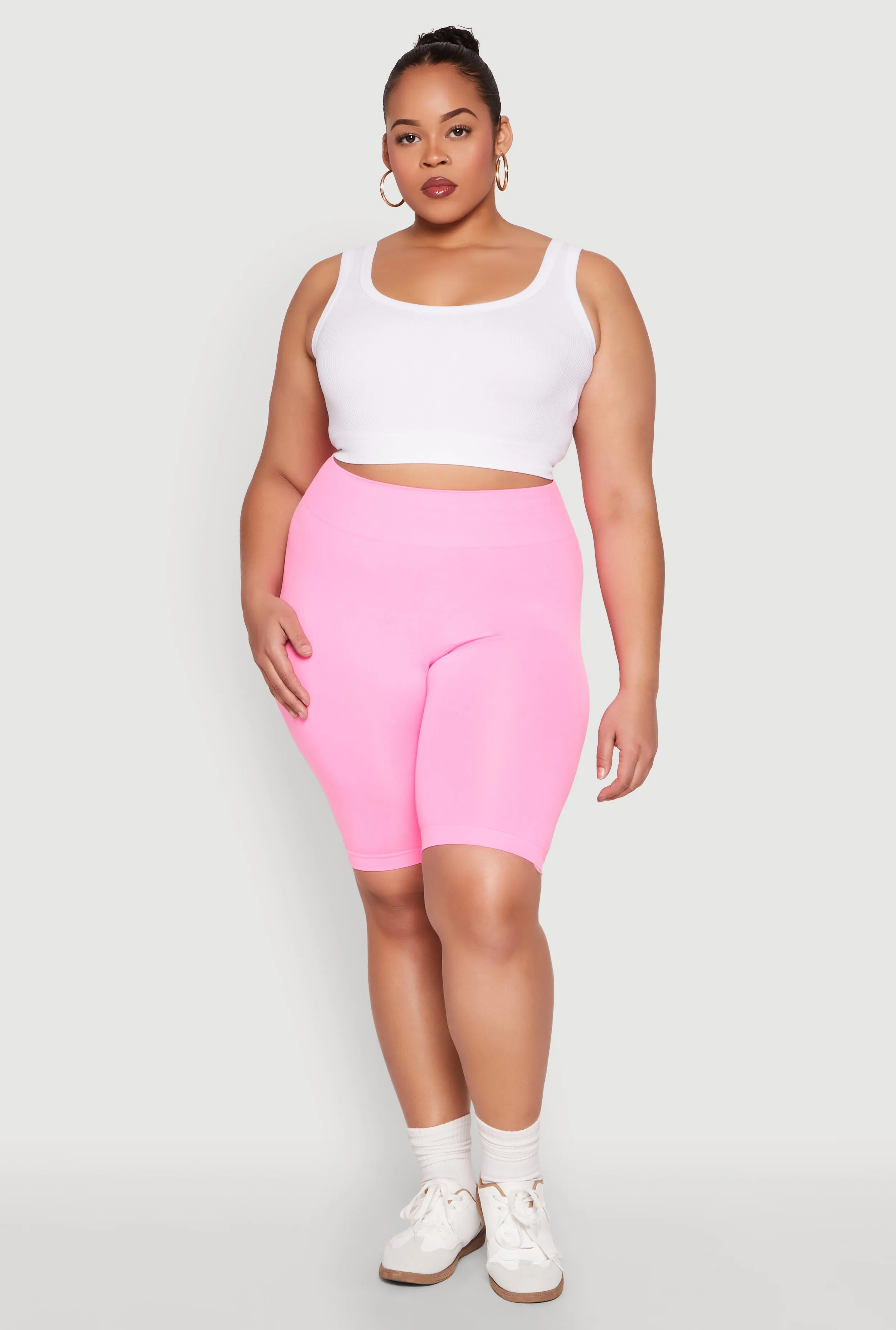 Plus Size High Waist Seamless Biker Shorts sold by Rainbow