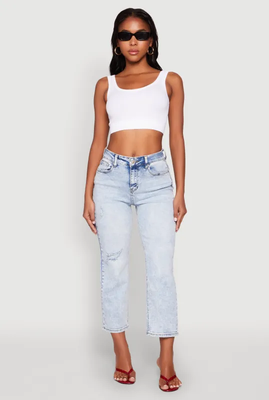 WAX Distressed Straight Leg Capri Jeans sold by Rainbow