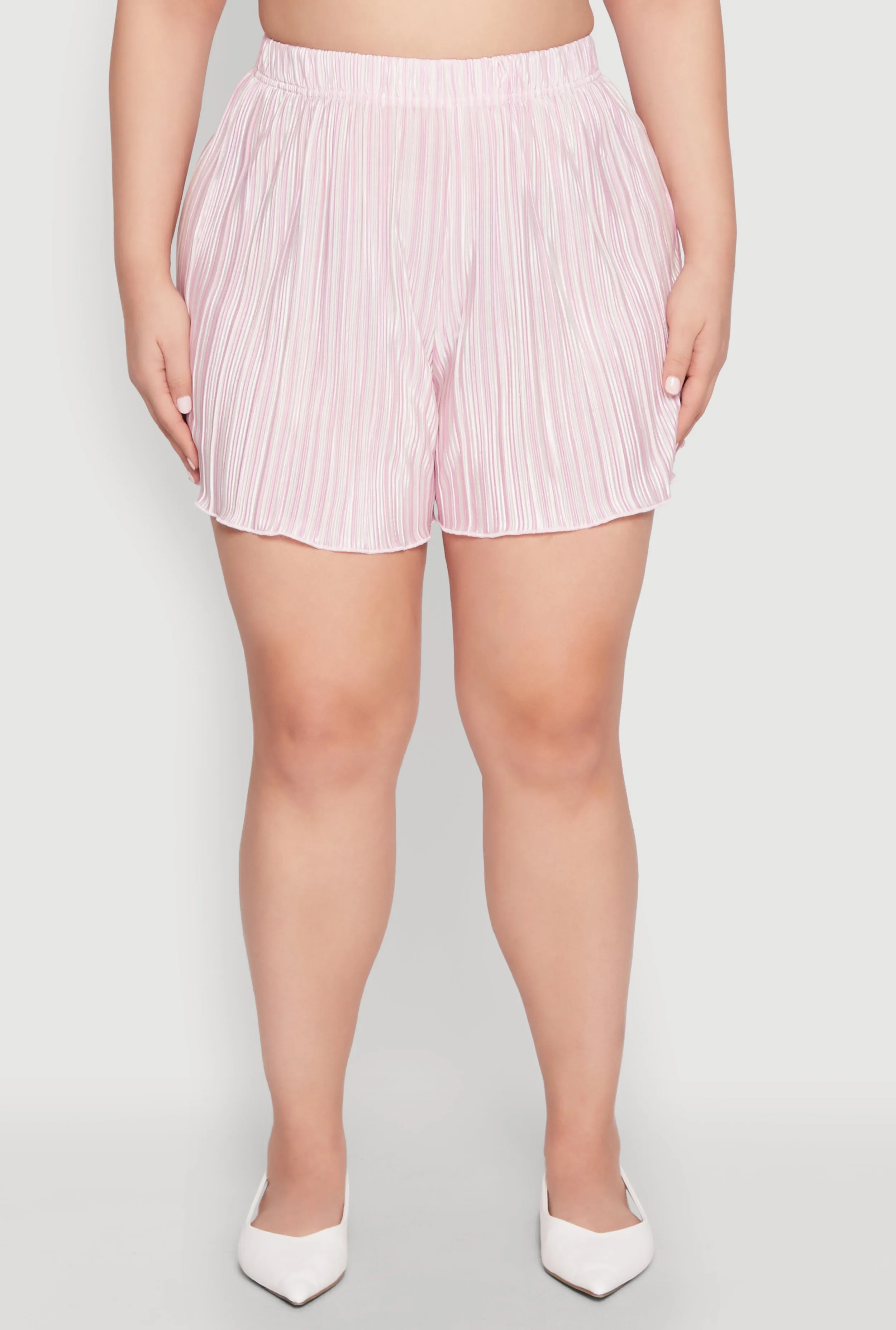 Plus Size Almost Famous Plisse Striped Shorts sold by Rainbow product image thumbnail 3