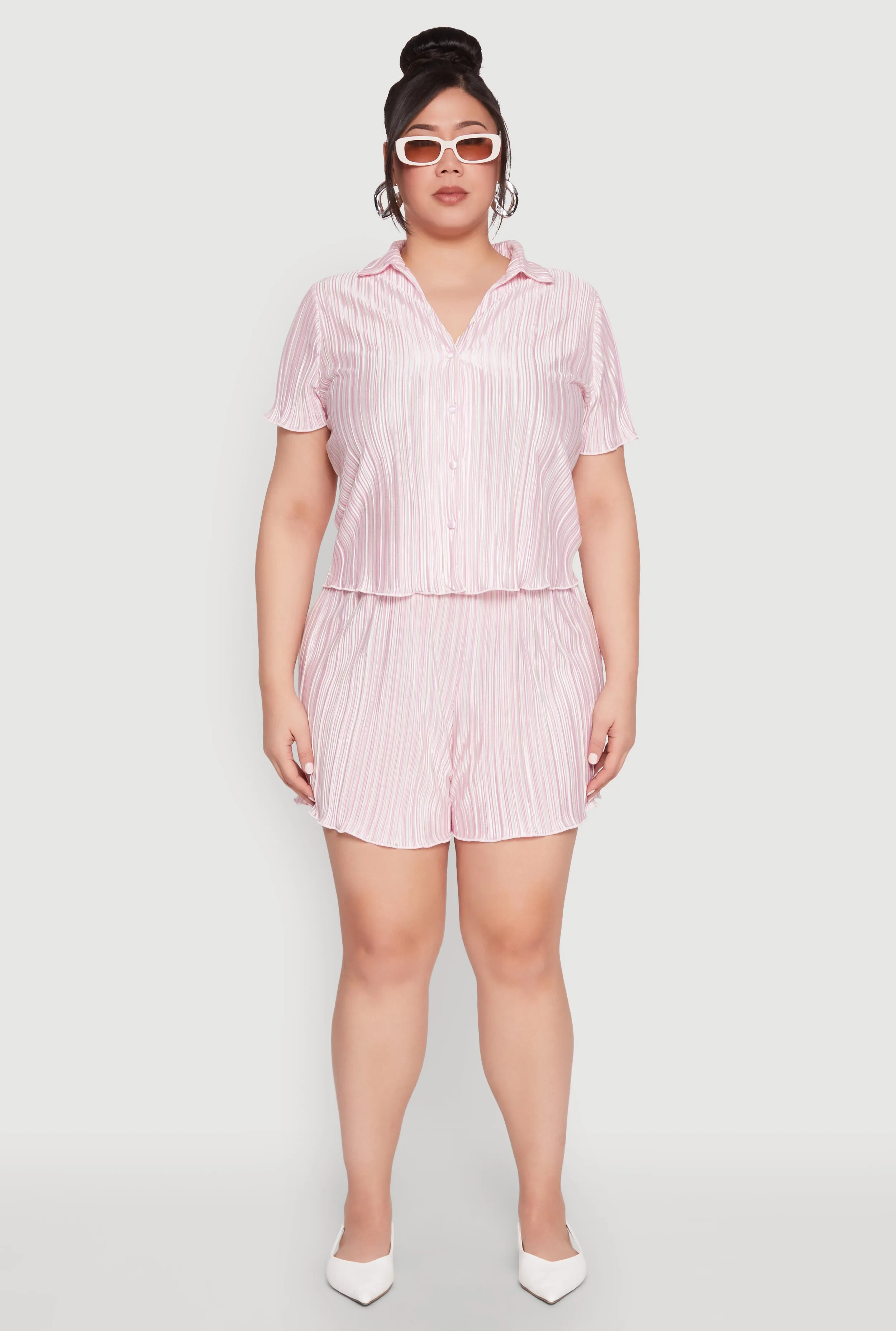 Plus Size Almost Famous Plisse Striped Shorts sold by Rainbow product image thumbnail 2