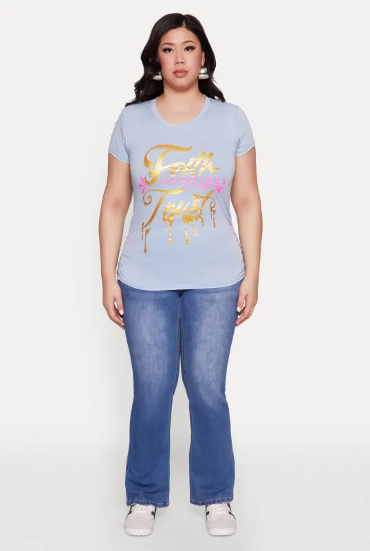 Plus Size Mineral Wash Faith Graphic Tee sold by Rainbow